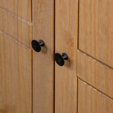 möbelando Kleiderschrank 298754 (BxHxT: 118x172x50 cm) aus Kiefer-Massivholz in Natürliche Holzfarbe mit 3 Türen