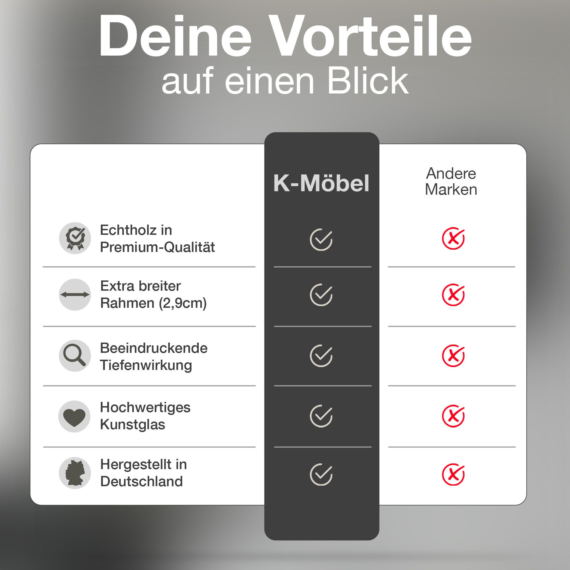 K-Möbel Bilderrahmen Premium Trikotrahmen, Echtholz Rahmen, Made in Germany
