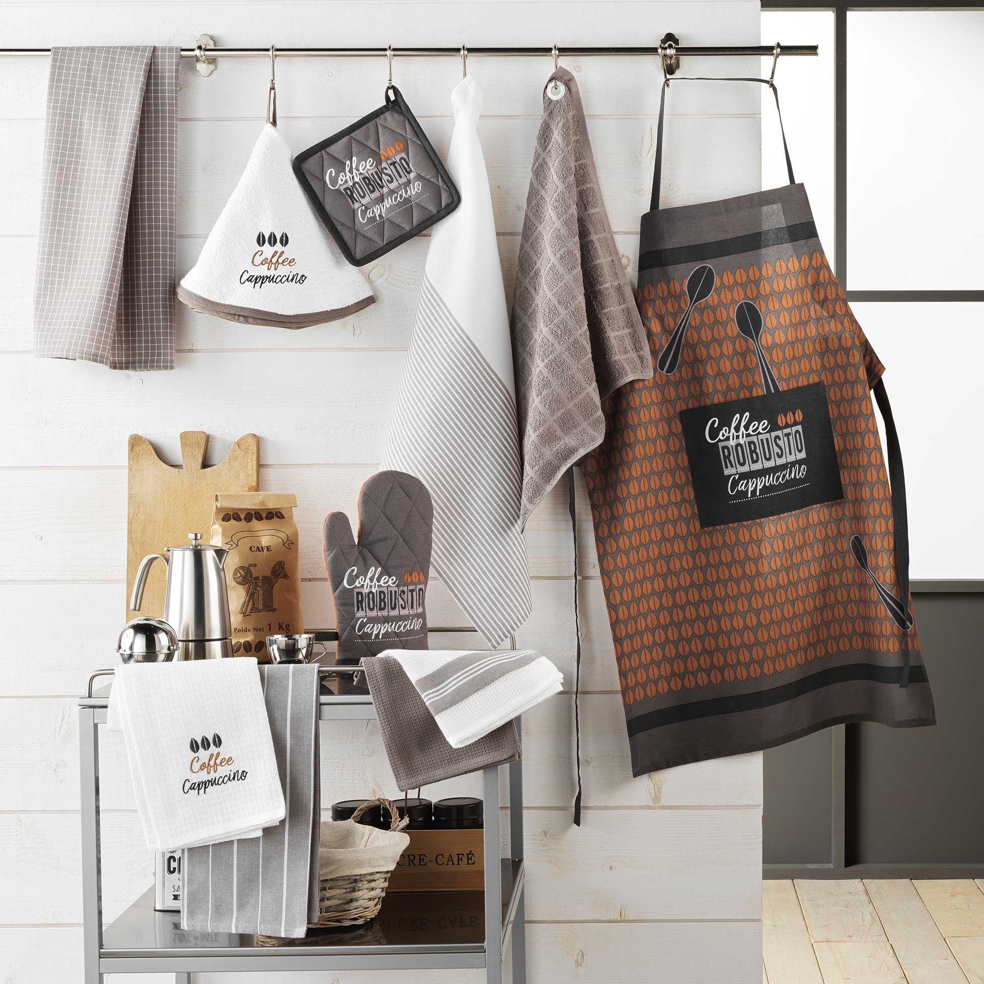 Douceur d'intérieur Kochschürze Kochschürze mit Tasche CAPPUCCINO, 100% Baumwolle, universelle Größe