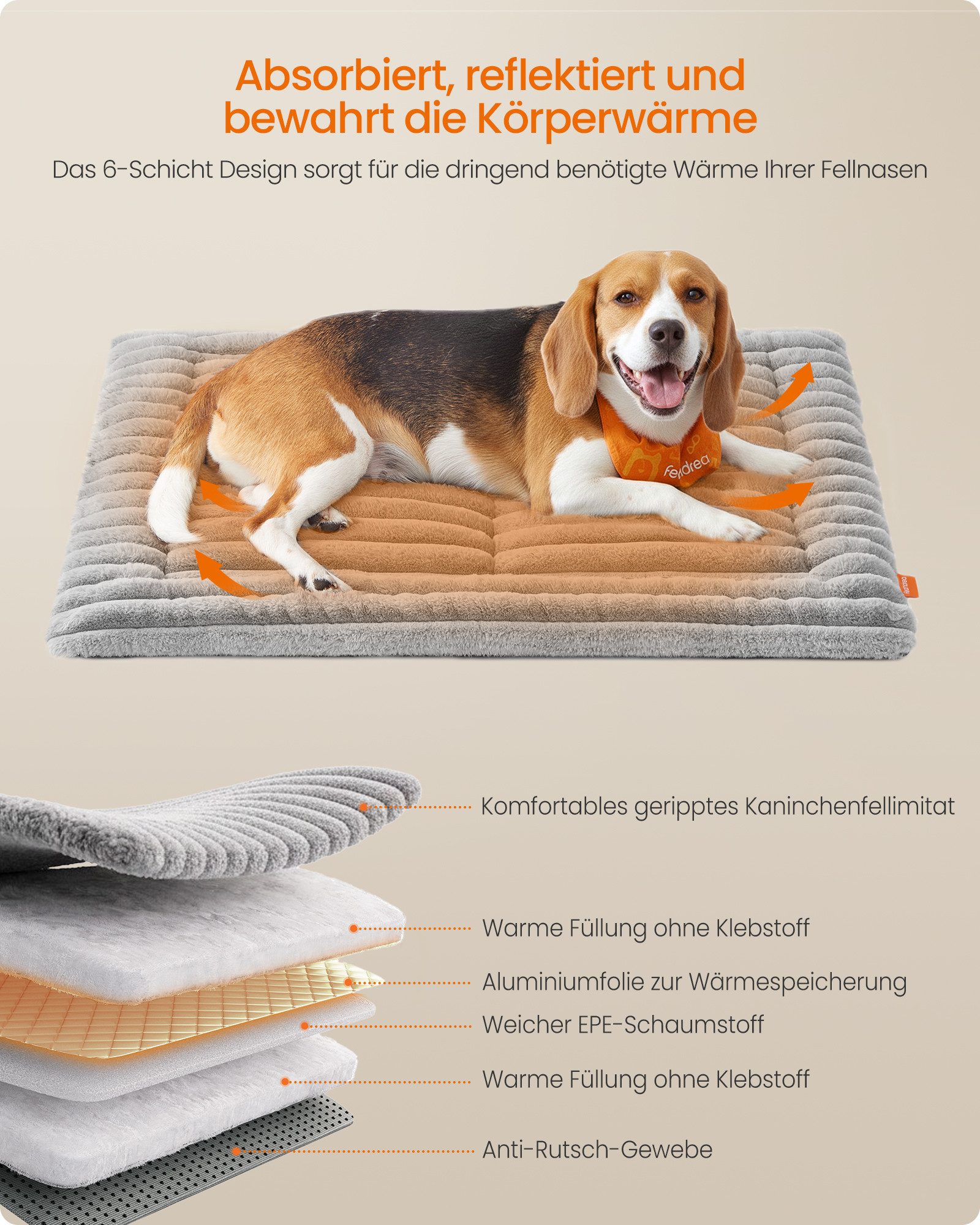 FEANDREA Tierdecke Hundedecke, Haustierdecke für Hunde, Katzen, Hundesofa, taubengrau, L, 90 x 65 cm, maschinenwaschbar, Hundesofa-Schutzdecke