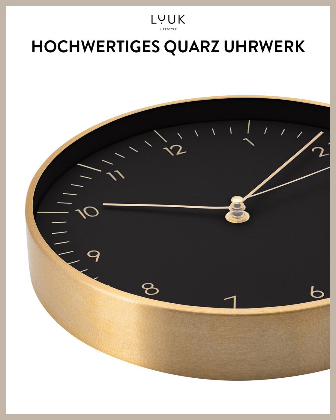 LUUK LIFESTYLE Wanduhr Helsinki (lautlos, ohne Ticken, großes Ziffernblatt, verschied. Größen)