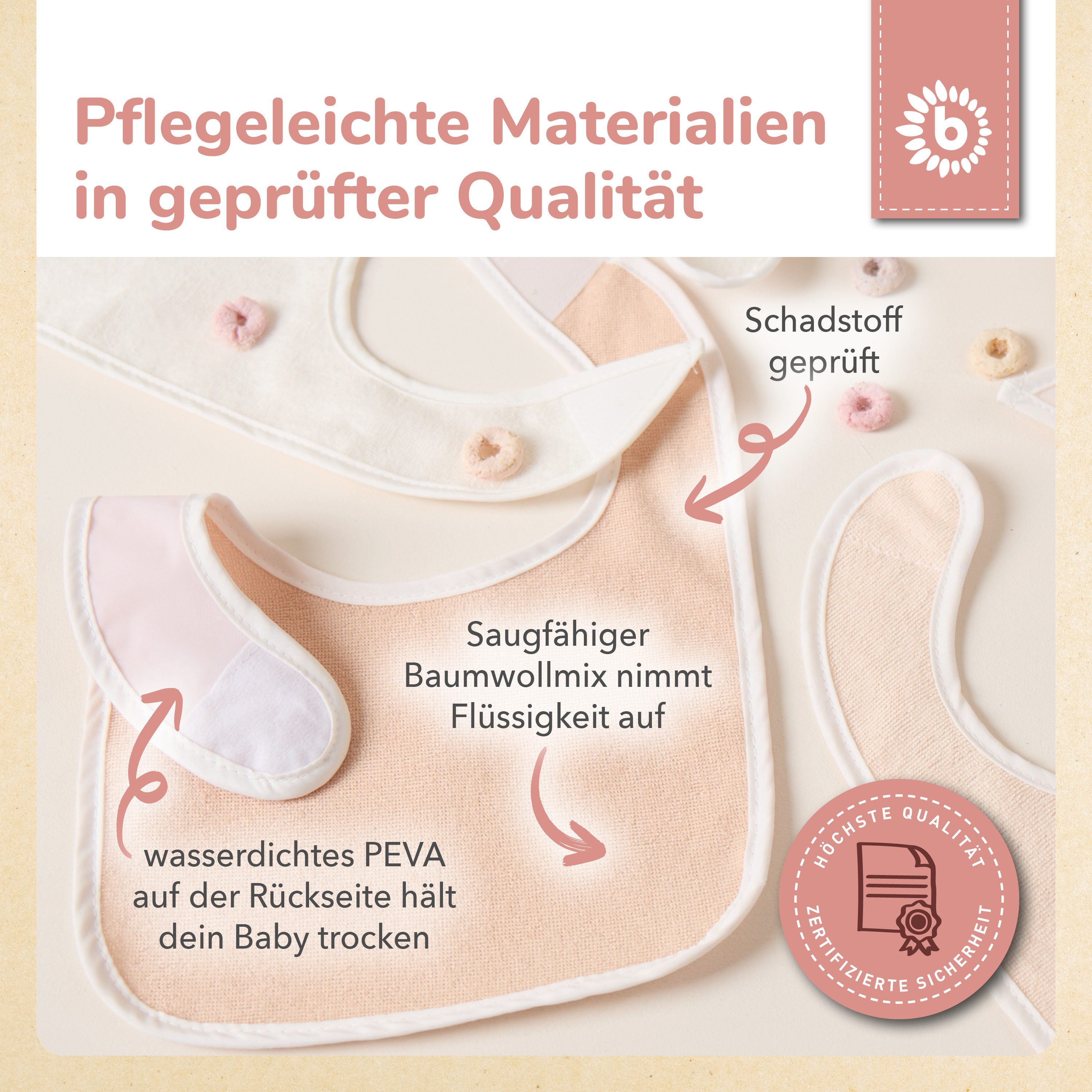 BIECO Lätzchen 5er Pack Baby Lätzchen mit Klettverschluss