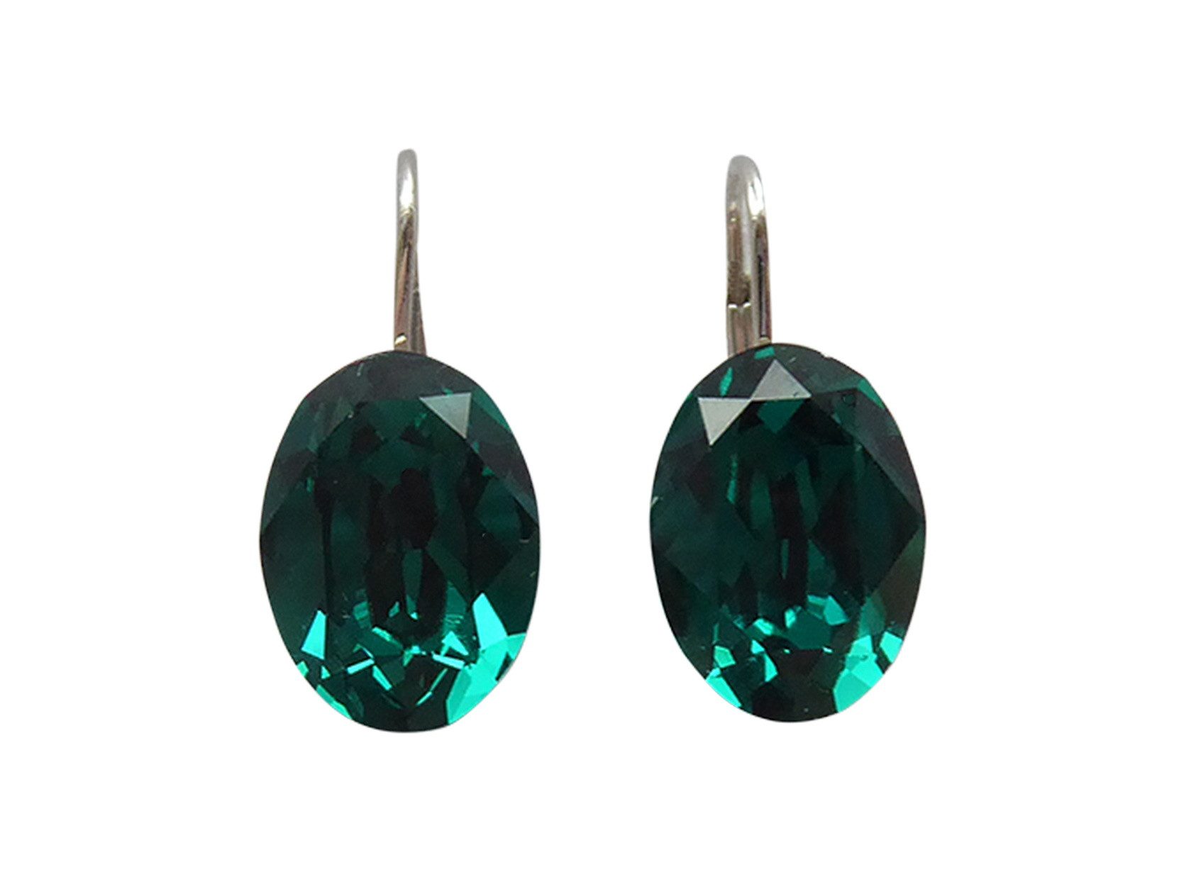 Mugello Paar Ohrhänger Ava smaragd rhodiniert auffällig Hingucker leuchtend