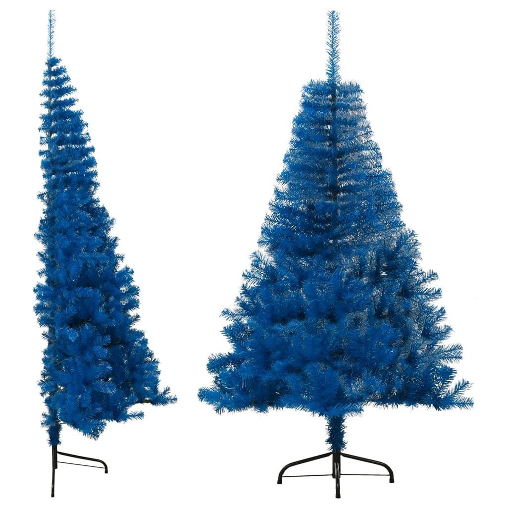 furnicato Künstlicher Weihnachtsbaum Künstlicher Halb-Weihnachtsbaum mit Ständer Blau 120 cm PVC | Künstliche Weihnachtsbäume