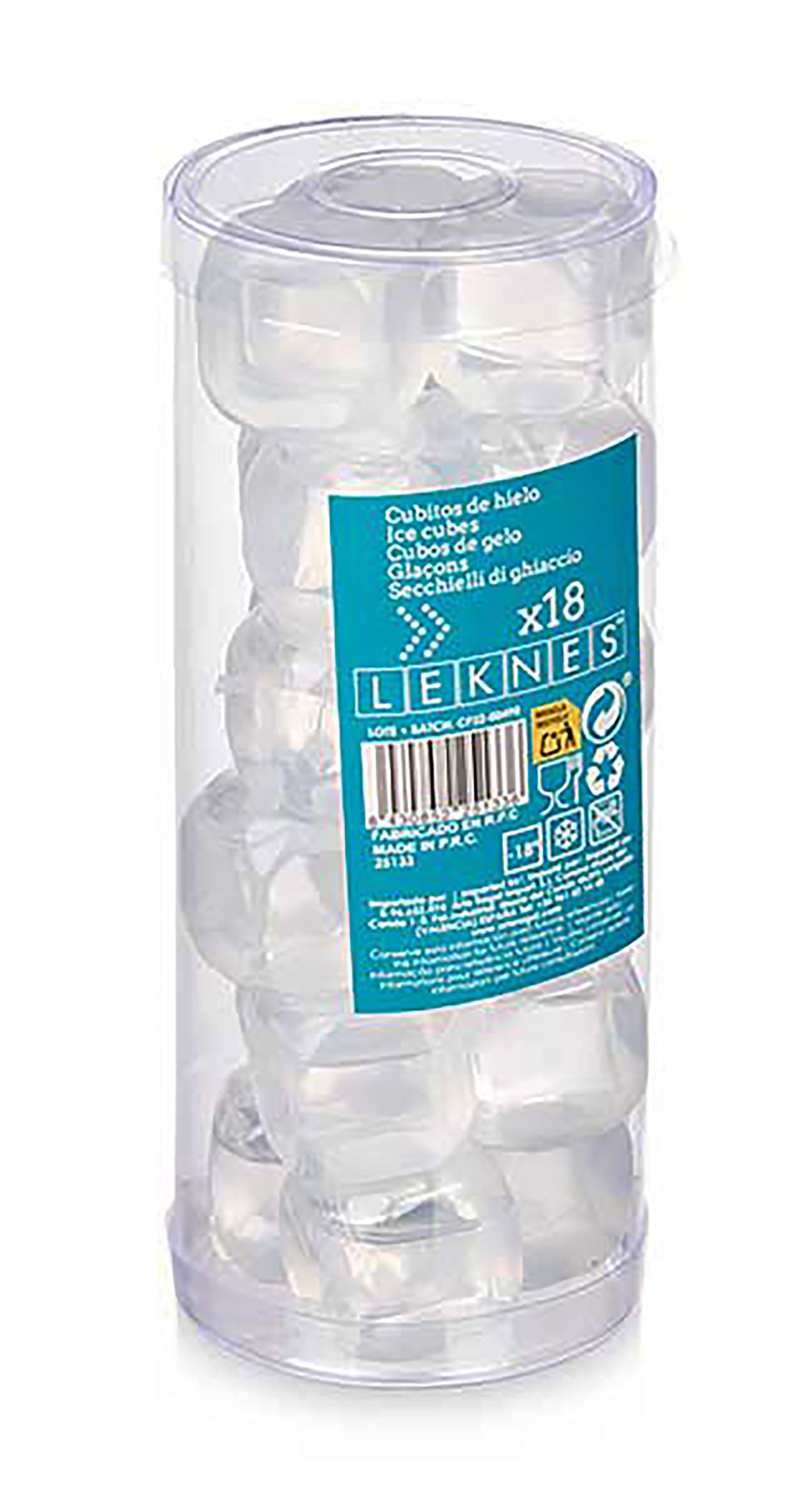 Leknes Eiswürfel-Steine 18x EISWÜRFEL Set Wiederverwendbar Kunststoff Kühlstein Weinkühler 36, Kühlsteine Kühlwürfel Kühlwürfel Getränk Eisformen Eis Cube Würfel