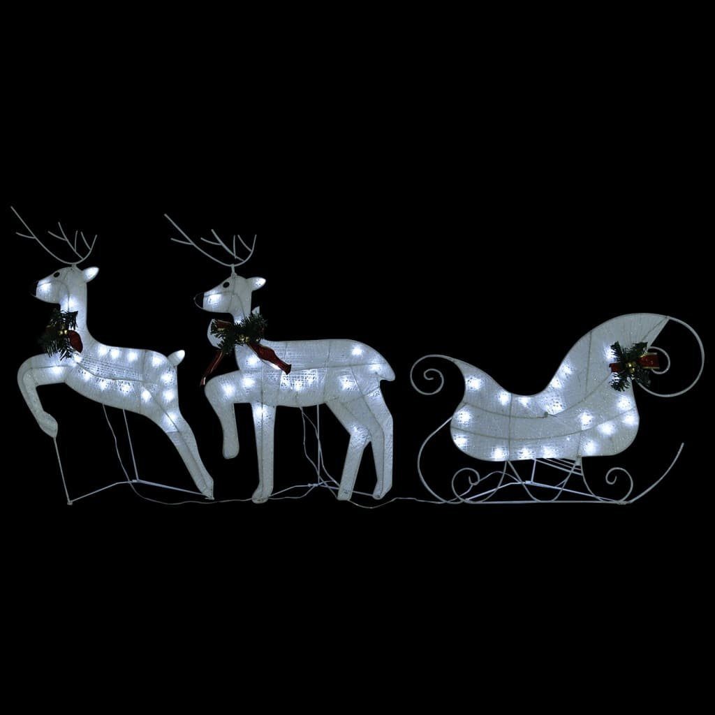 vidaXL LEDs Outdoor Weihnachtsdekoration Schlitten Dekolicht 100 Weiß Rentiere