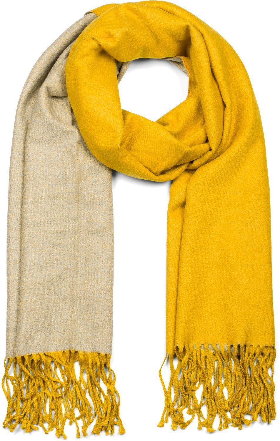styleBREAKER Modeschal 2-Farbiger Schal mit Fransen, günstig online kaufen