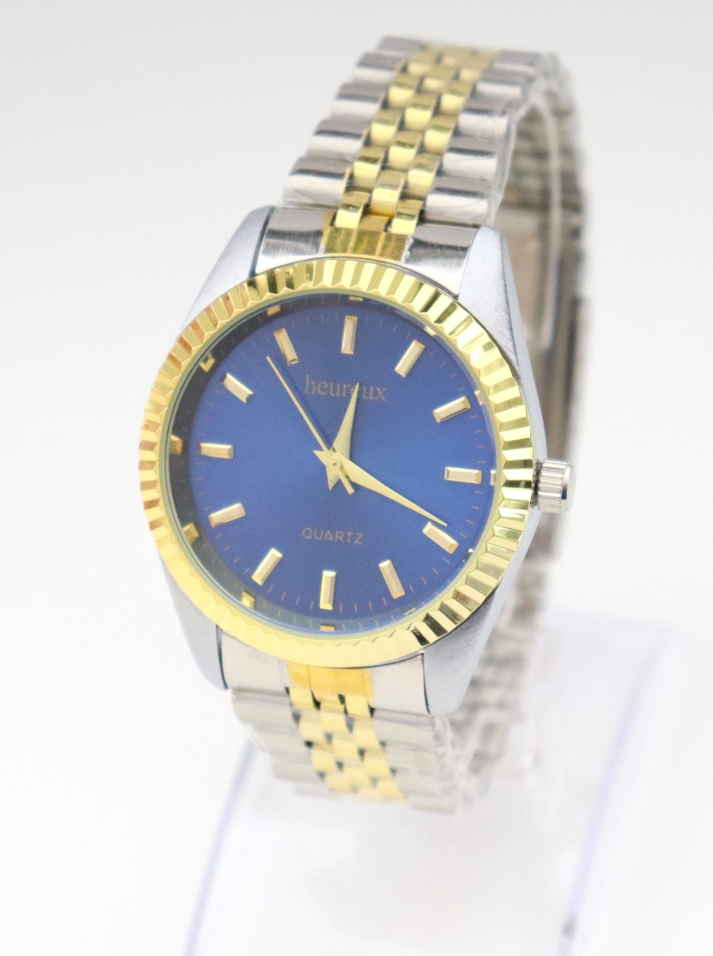 Rötting Design Quarzuhr Herrenuhr Collection heureux goldfarbene Lünette blaues Ziffernblatt