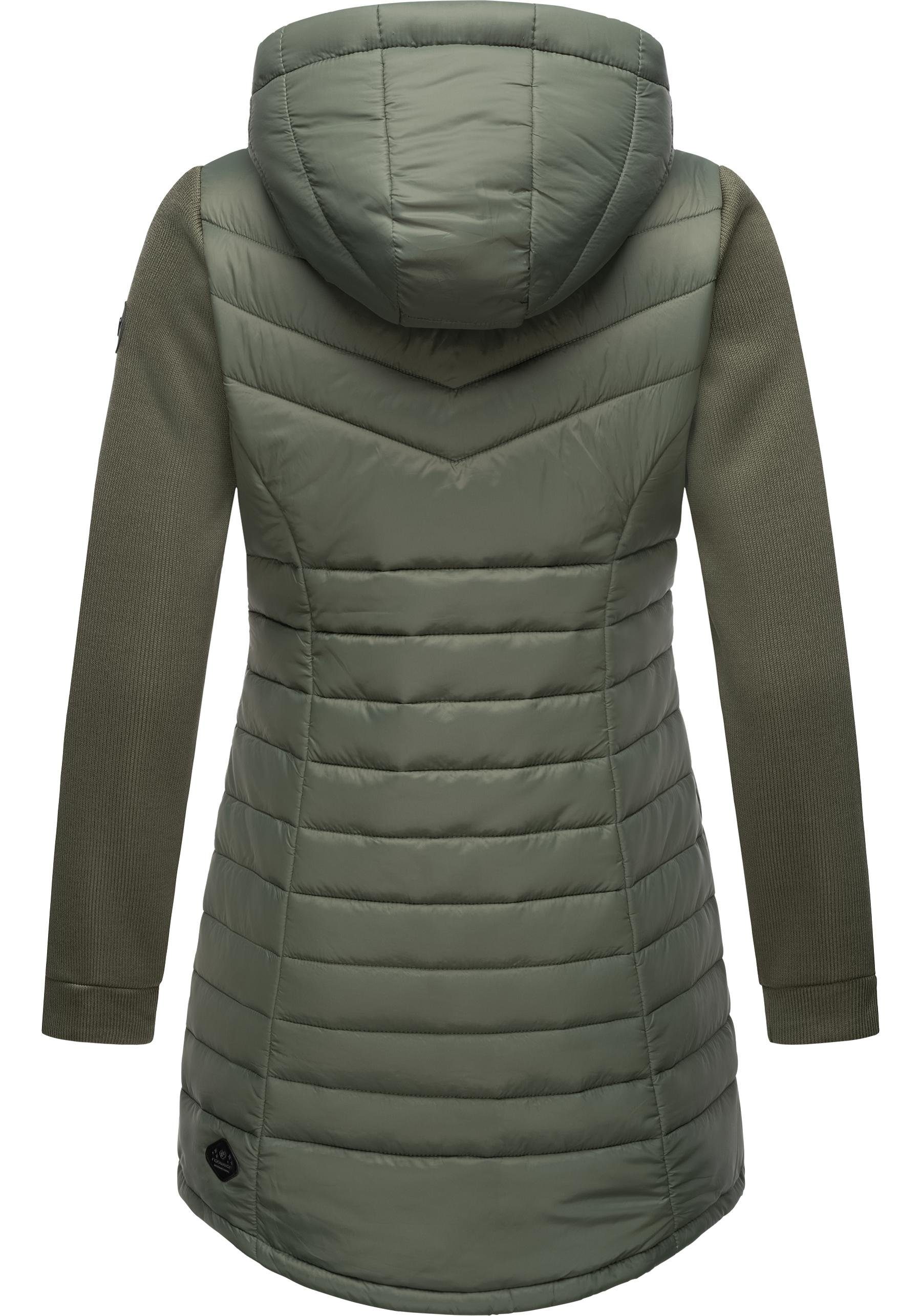 Ragwear Langjacke Sandrra Long Steppjacke aus modernem Materialmix mit Kapuze