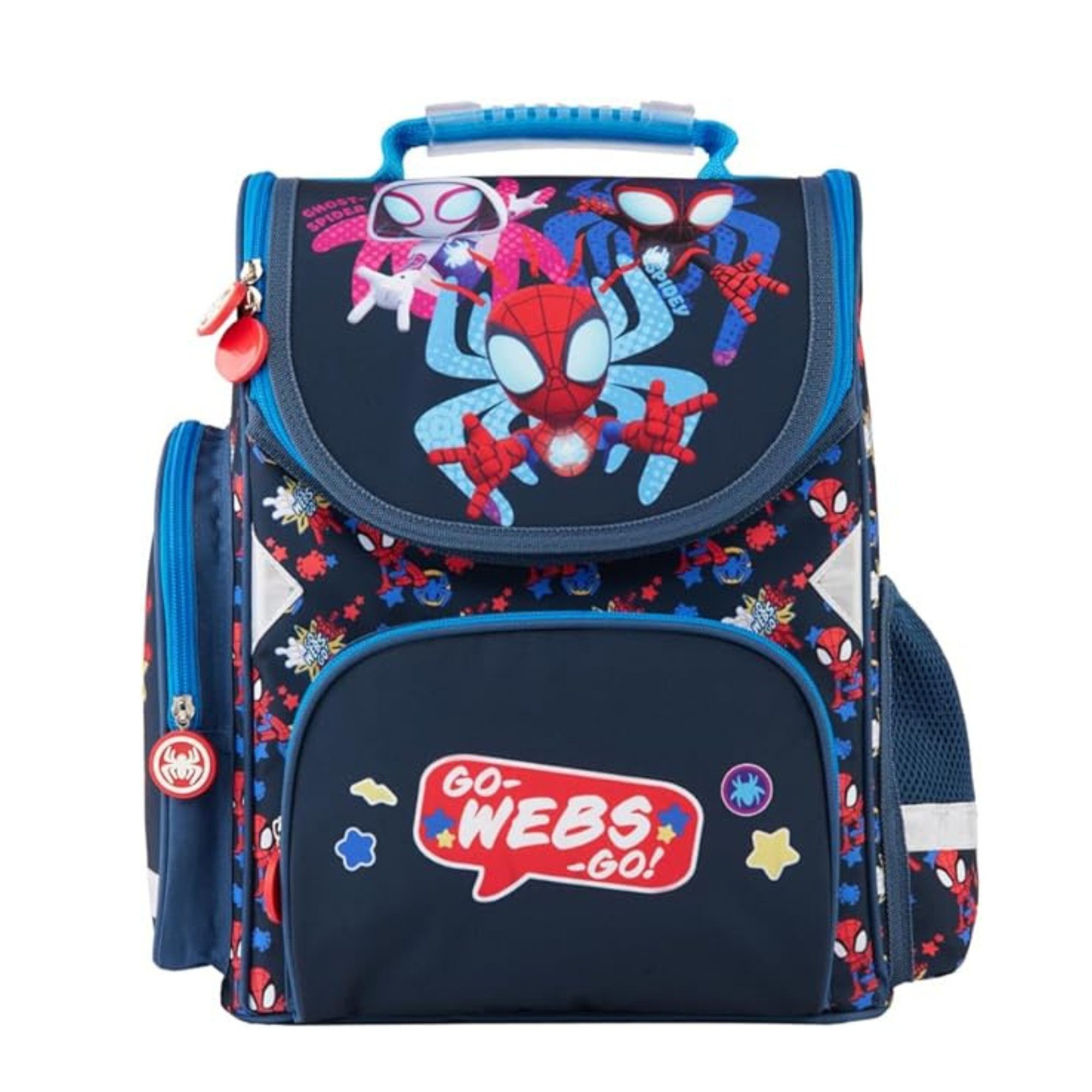 GOLDKIDS Schulranzen für Jungen und Mädchen - Schul- (Rucksack für Kinder mit, 1-tlg., Federmäppchen - Schuhbeutel und Hausaufgabenheft), - Spiderman Motiv - 1-3 Klasse