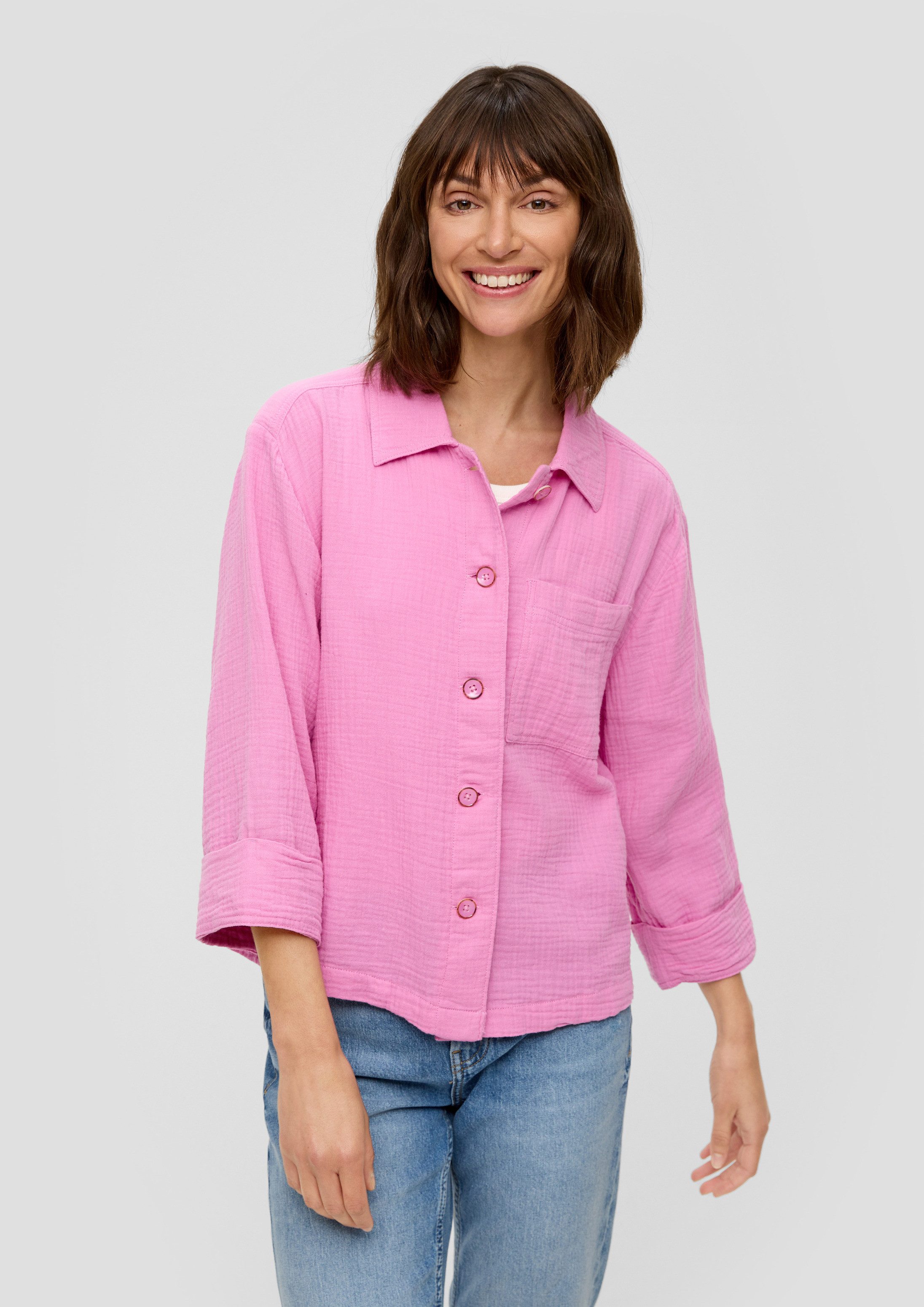 s.Oliver Funktionsjacke Hemd Relaxed-Fit-Hemd aus Musselin
