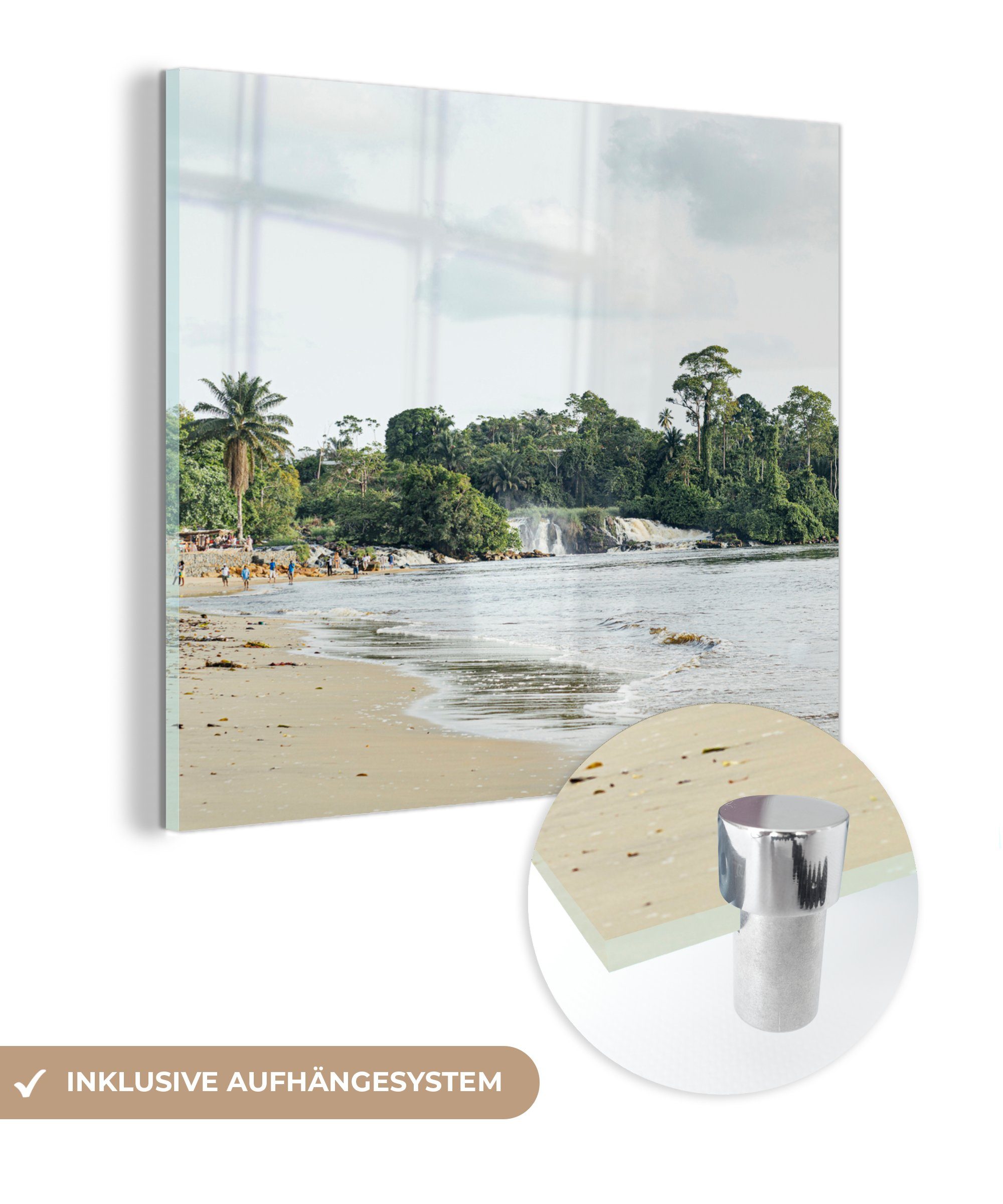MuchoWow Acrylglasbild Strand von Kribi, (1 St), Glasbilder - Bilder auf Glas Wandbild - Foto auf Glas - Wanddekoration | Bilder