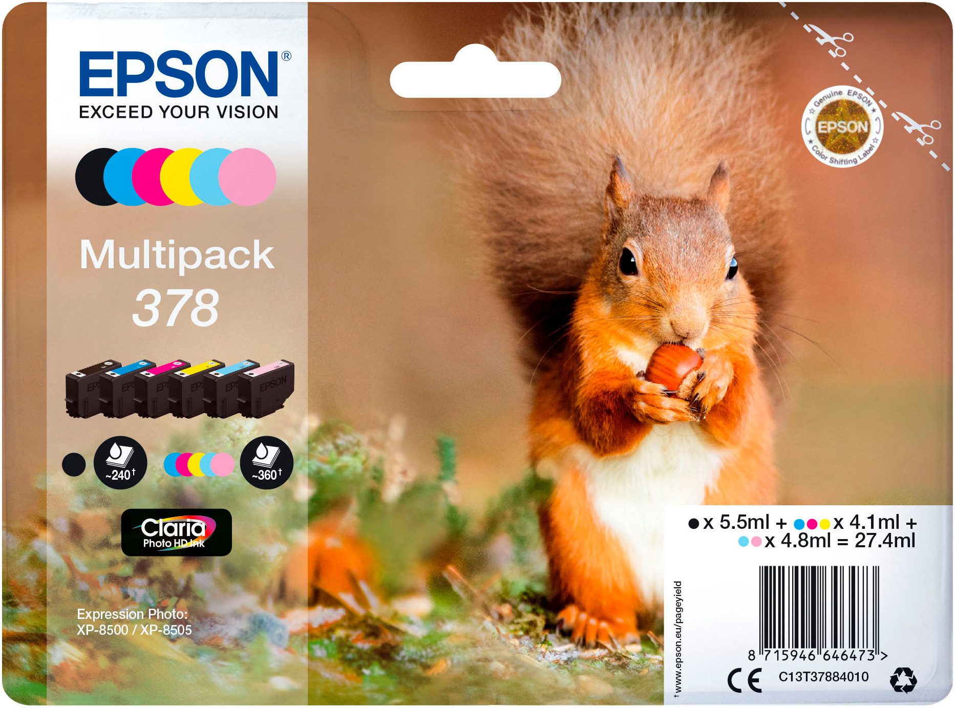 Epson original 378, Claria Photo HD (Eichhörnchen) Tintenpatrone