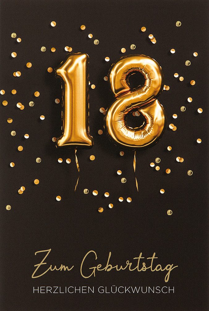 BSB Grußkarten 18. Geburtstag - Glückwunschkarte im Format 11,5 x 17 cm mit