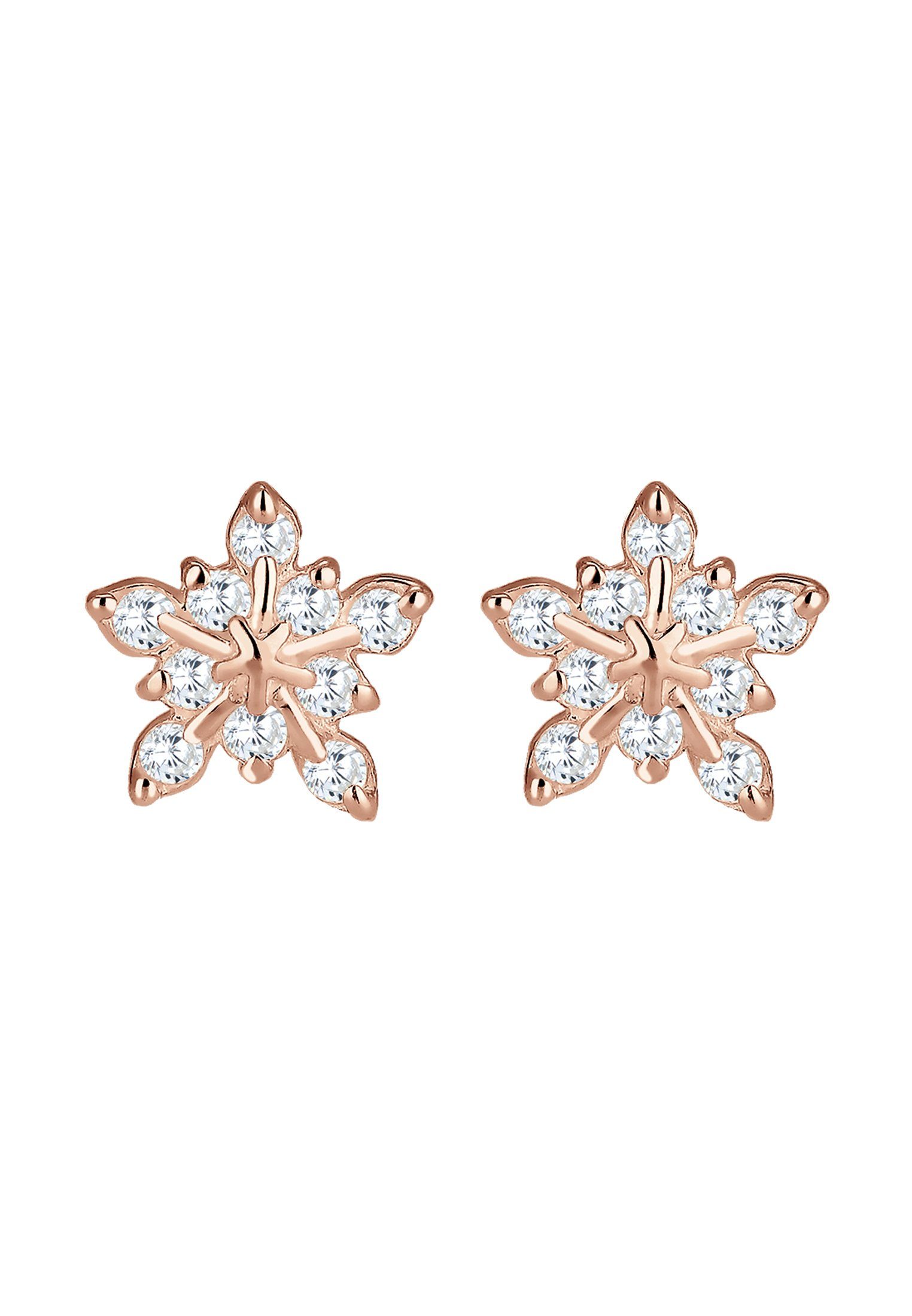 Paar Winter Rosegold Silber Schneeflocke Ohrstecker 925er Zirkonia Elli Sterling