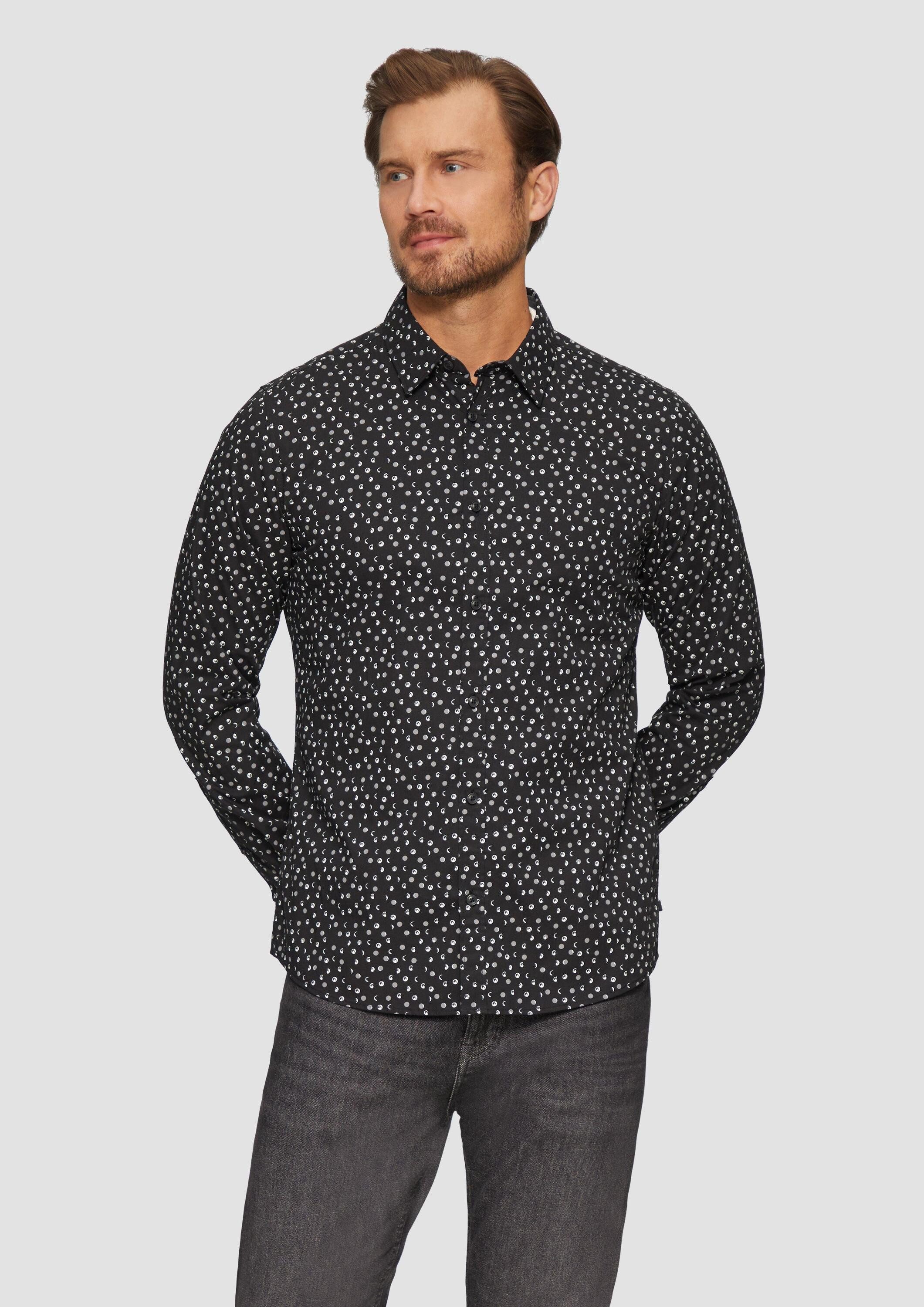 s.Oliver Langarmhemd Hemd Slim Fit: Gemustertes günstig online kaufen