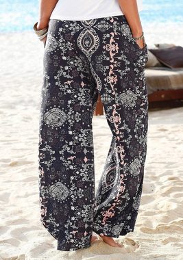 LASCANA Strandhose mit Ethnoprint und Taschen, Wide-Leg, Marlenehose