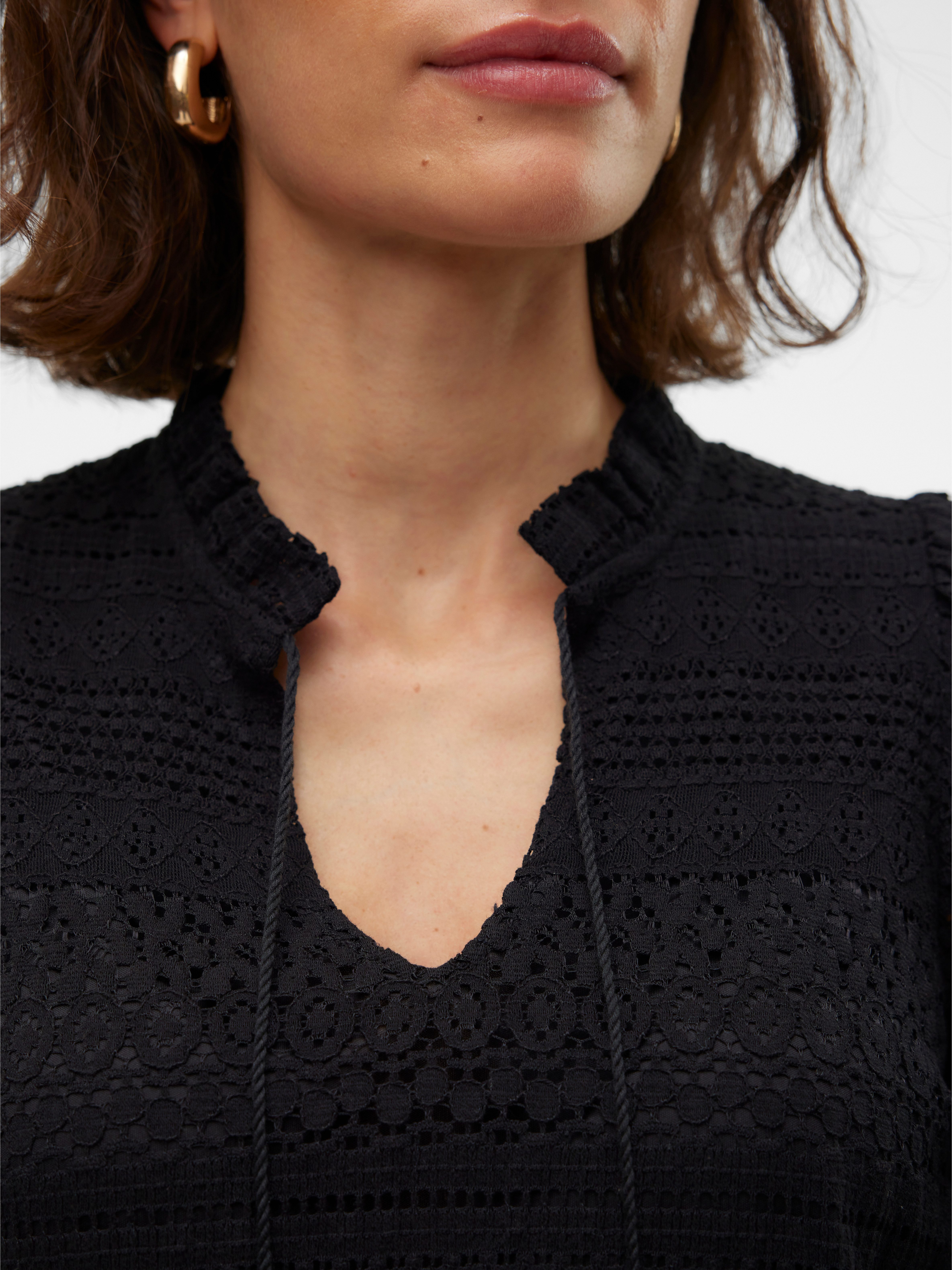 Vero Moda Spitzenshirt VMHONEY LACE S/S TASSEL TOP WVN GA