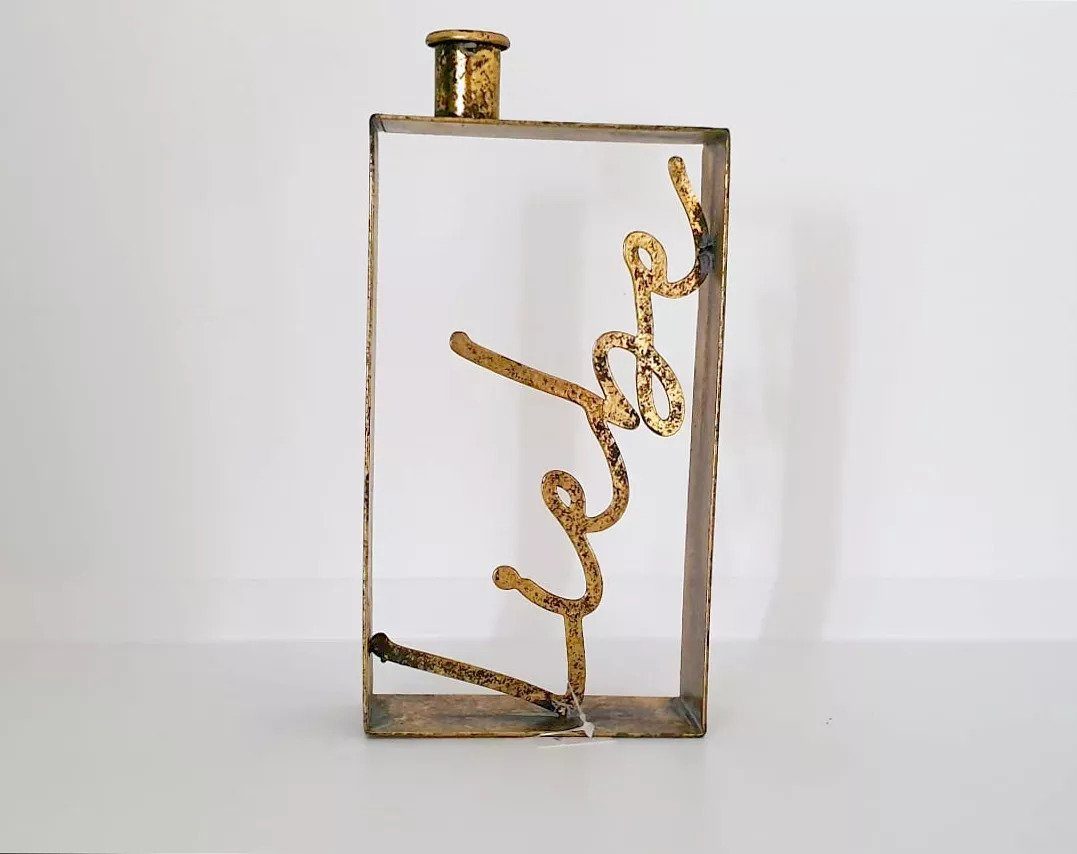 Handarbeit Home,Relax&Style Deko "Liebe" cm, in hergestellt gold 12 x 21cm Kerzenständer Kerzenhalter