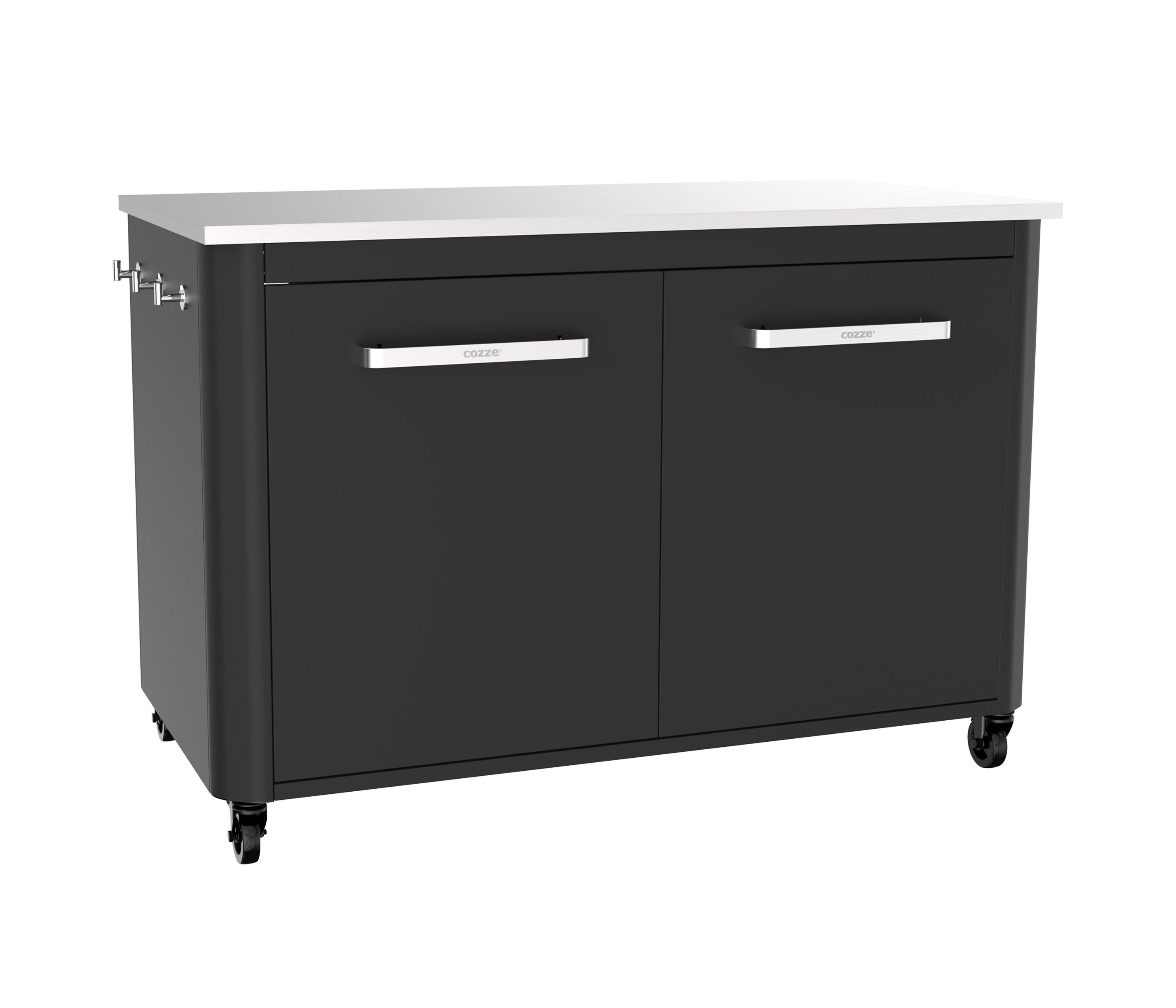 COZZE Grillbesteck-Set Outdoor-Tisch, mit 4 Rollen, 90.5 x 127.4 x 67 cm, praktische Ergänzung für die moderne Außenküche dank Stauraum