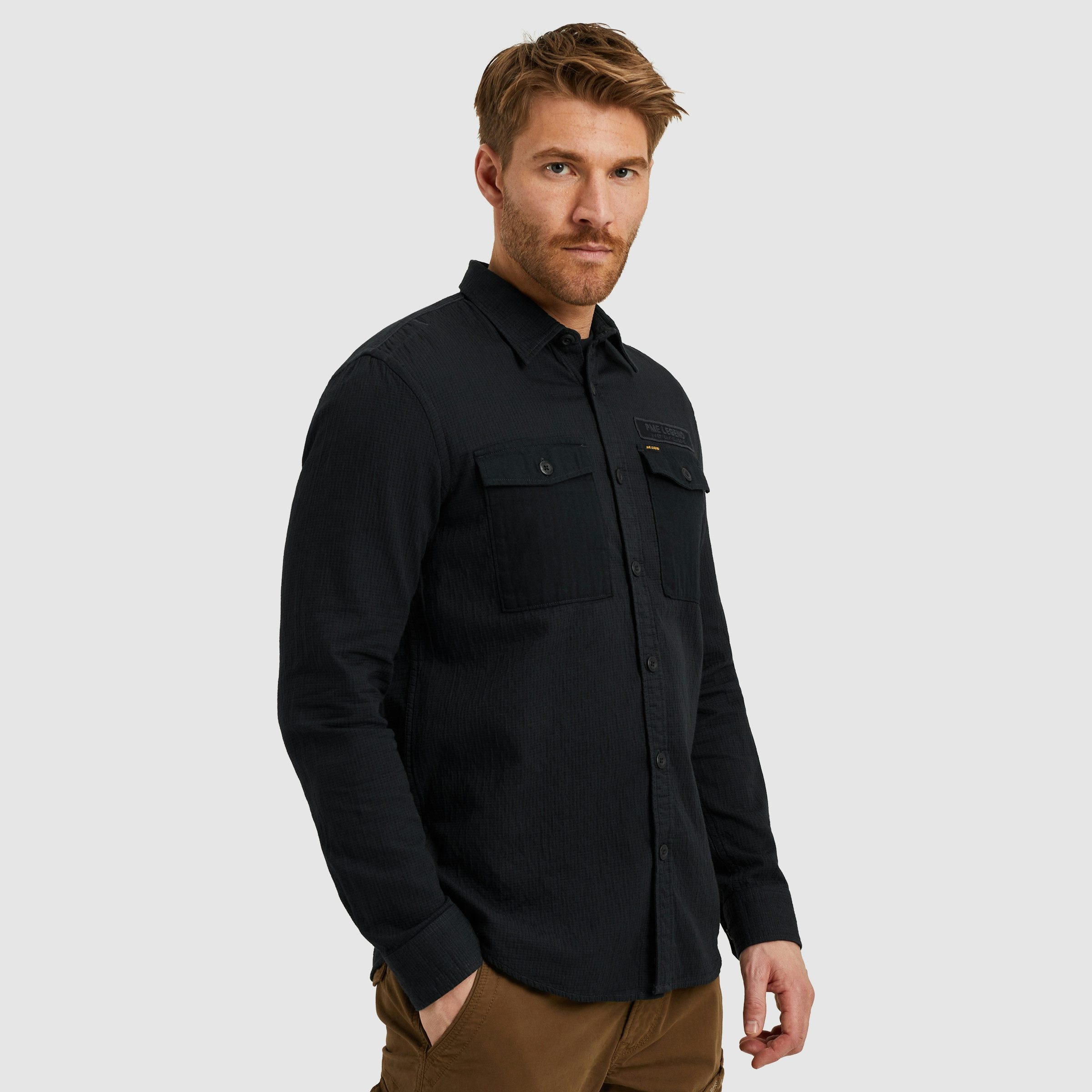 PME LEGEND Langarmhemd mit Logo Stickerei günstig online kaufen