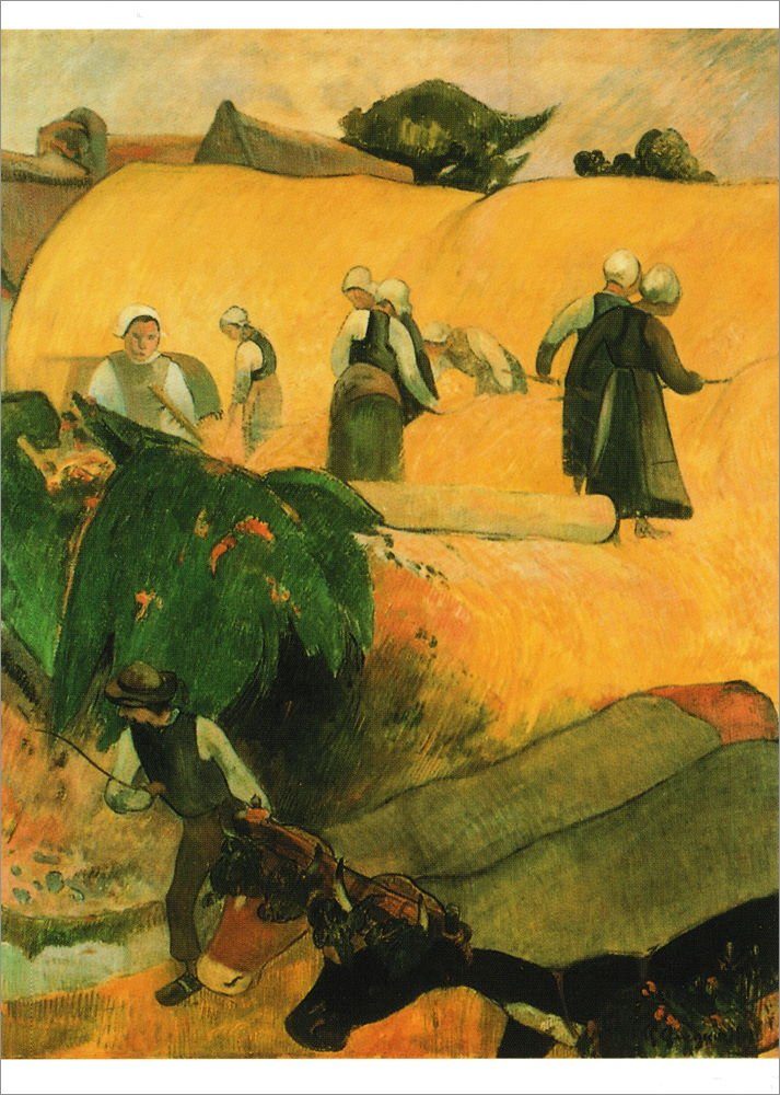 Postkarte Kunstkarte Paul Gauguin "Ernte der Bretagne" in