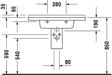 Duravit Einbauwaschbecken Duravit Waschtisch STARCK 3 m ÜL HLB 1 H