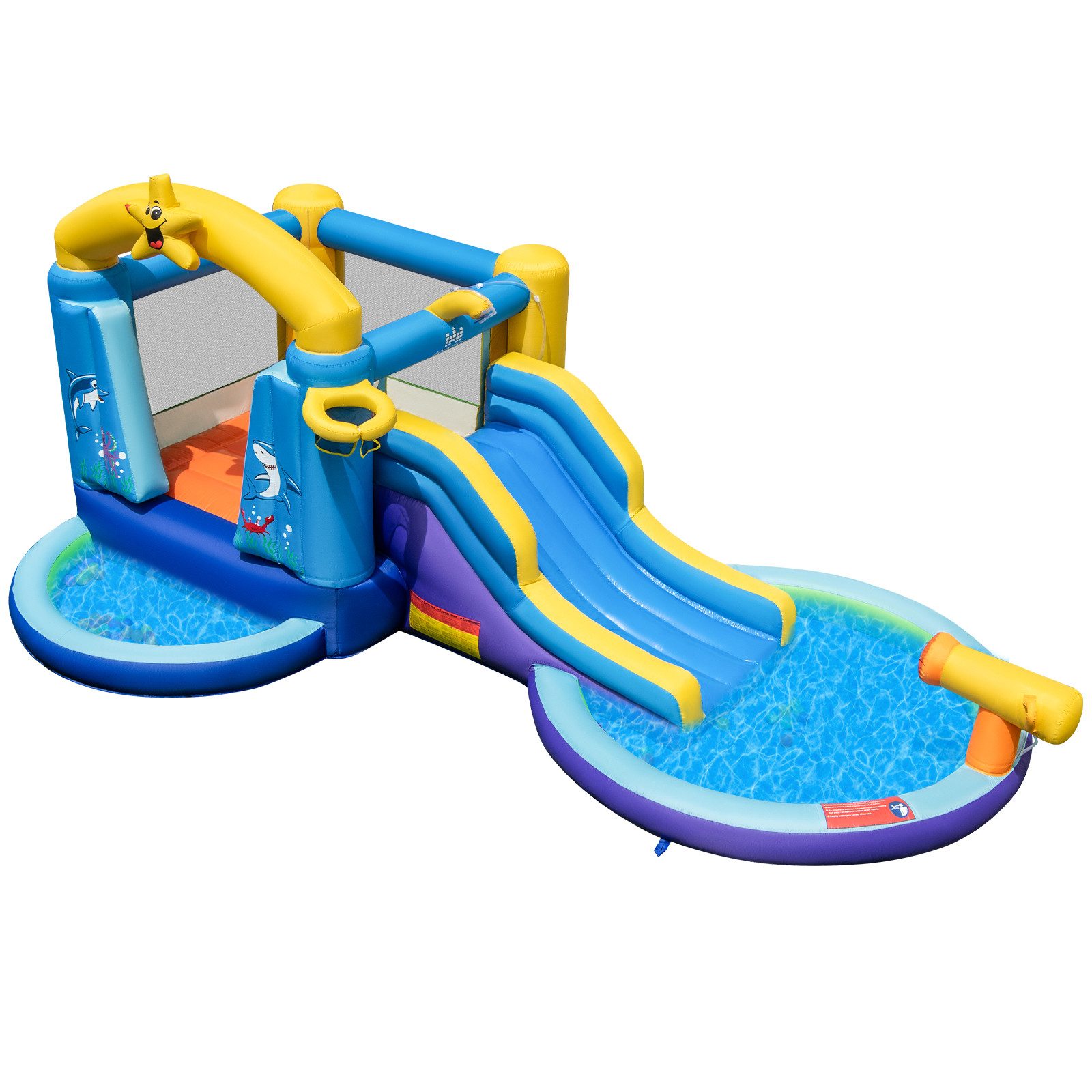 COSTWAY Hüpfburg Wasserpark, (2-tlg), mit Gebläse,490 x 290 x 220 cm