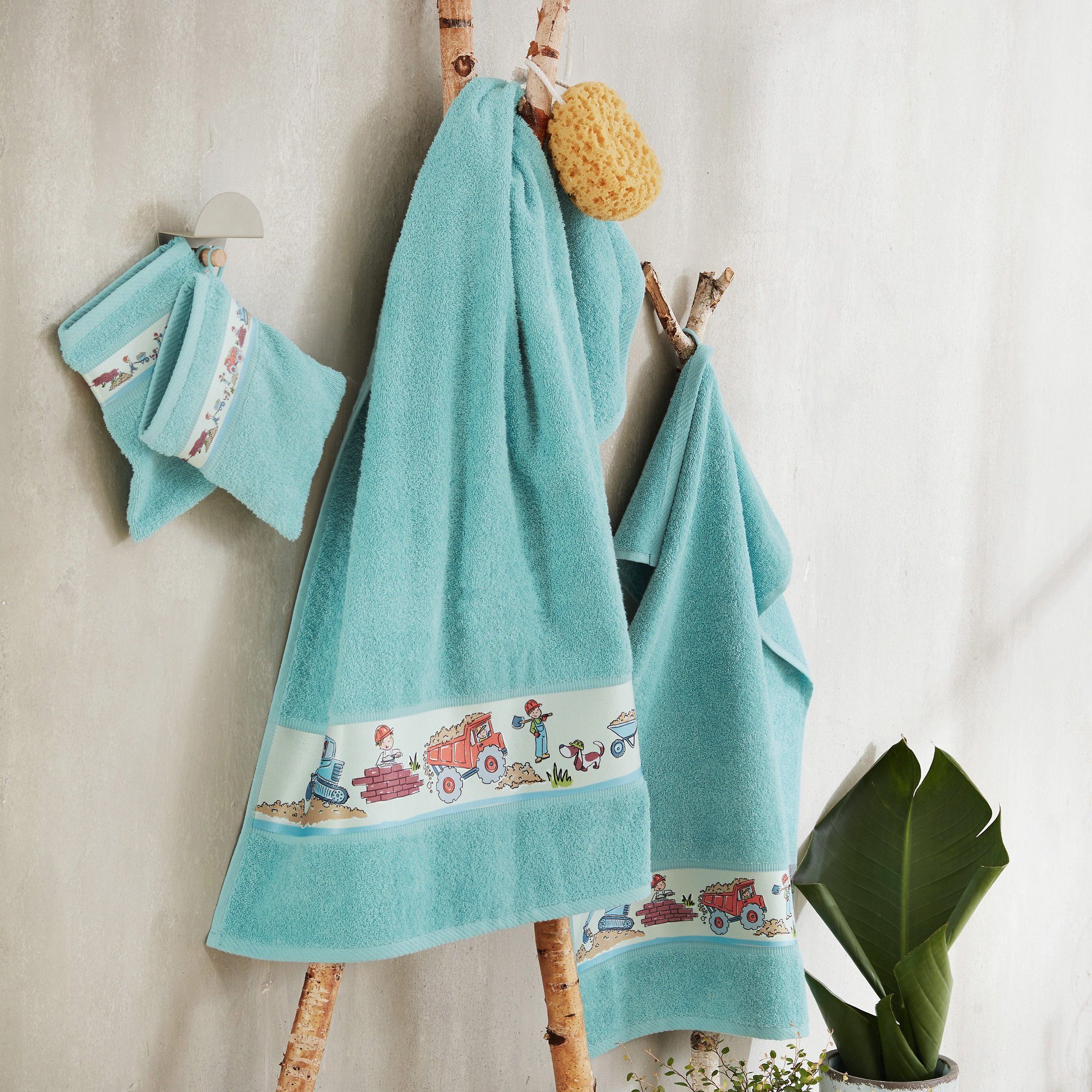 Erwin Müller Badetuch Kinder-Badetuch 2er-Pack, Walk-Frottier Uni