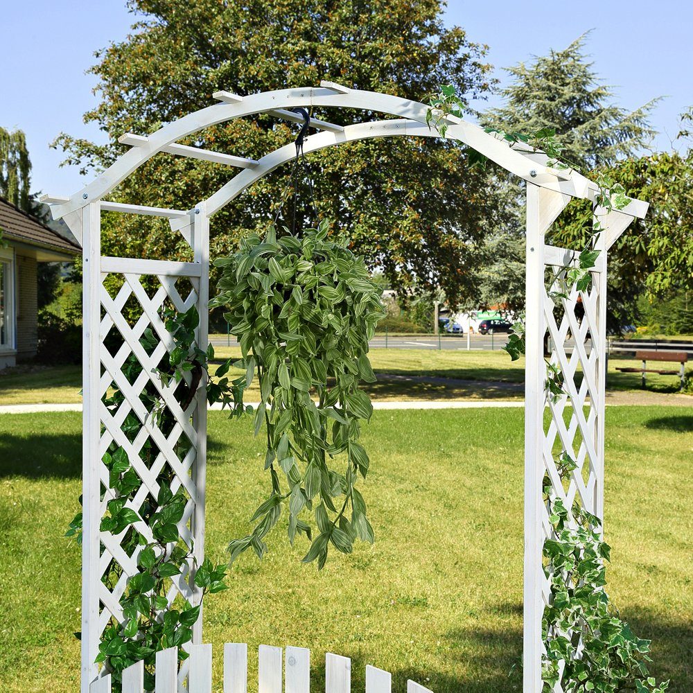 Feel2Home Rosenbogen Rankgitter mit Tür, Gartenbogen Spalier für Rosen & Kletterpflanzen Stück, 1 Rosenbogen mit Tür als Rankhilfe für Kletterpflanzen, Rosenbogen mit Tür und Rankgitter für Kletterpflanzen im Garten