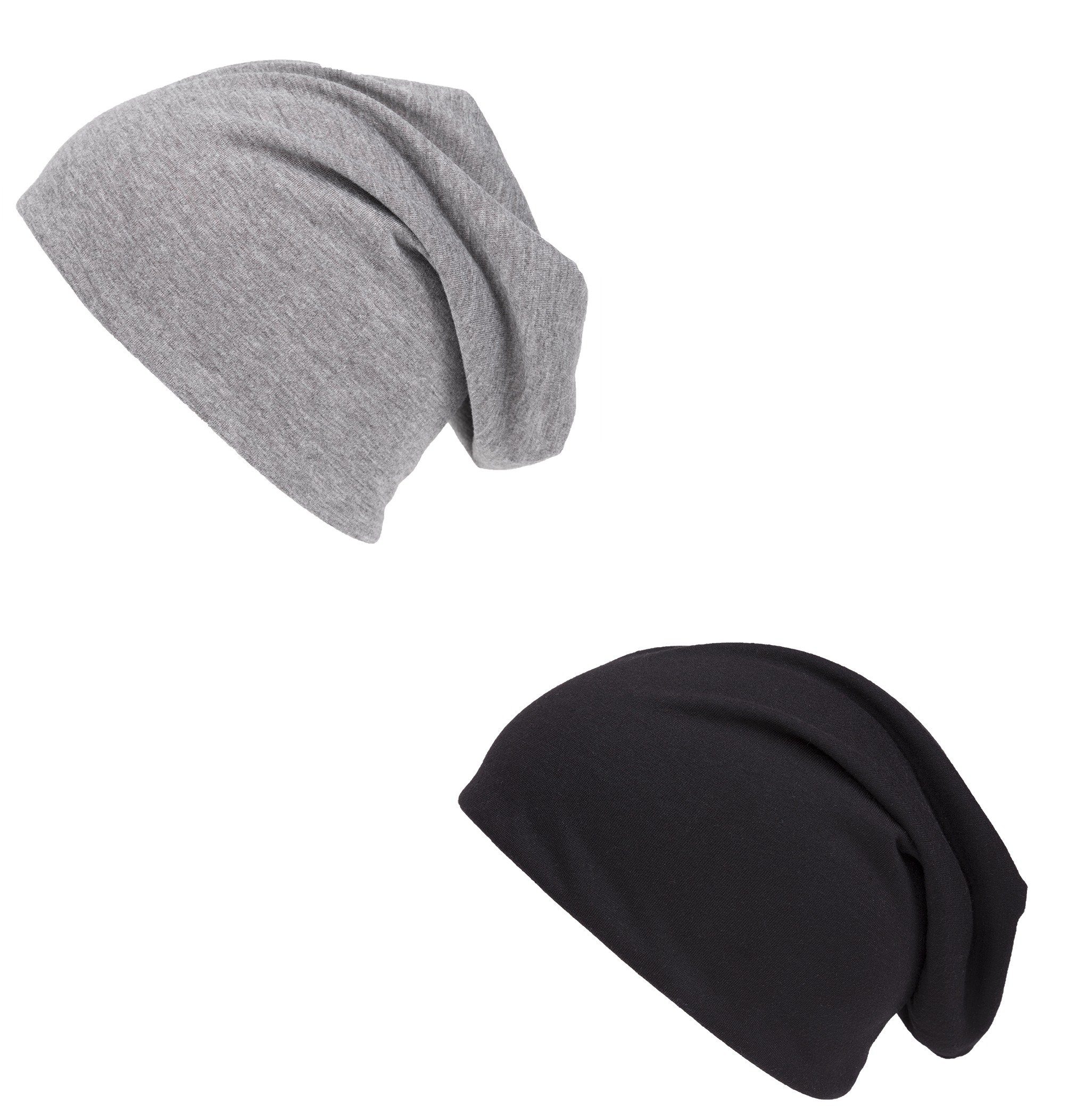 shenky Jerseymütze Doppelpack Beanie Mützen in verschiedenen Farben (Long Beanie, 2er Set) elastisch