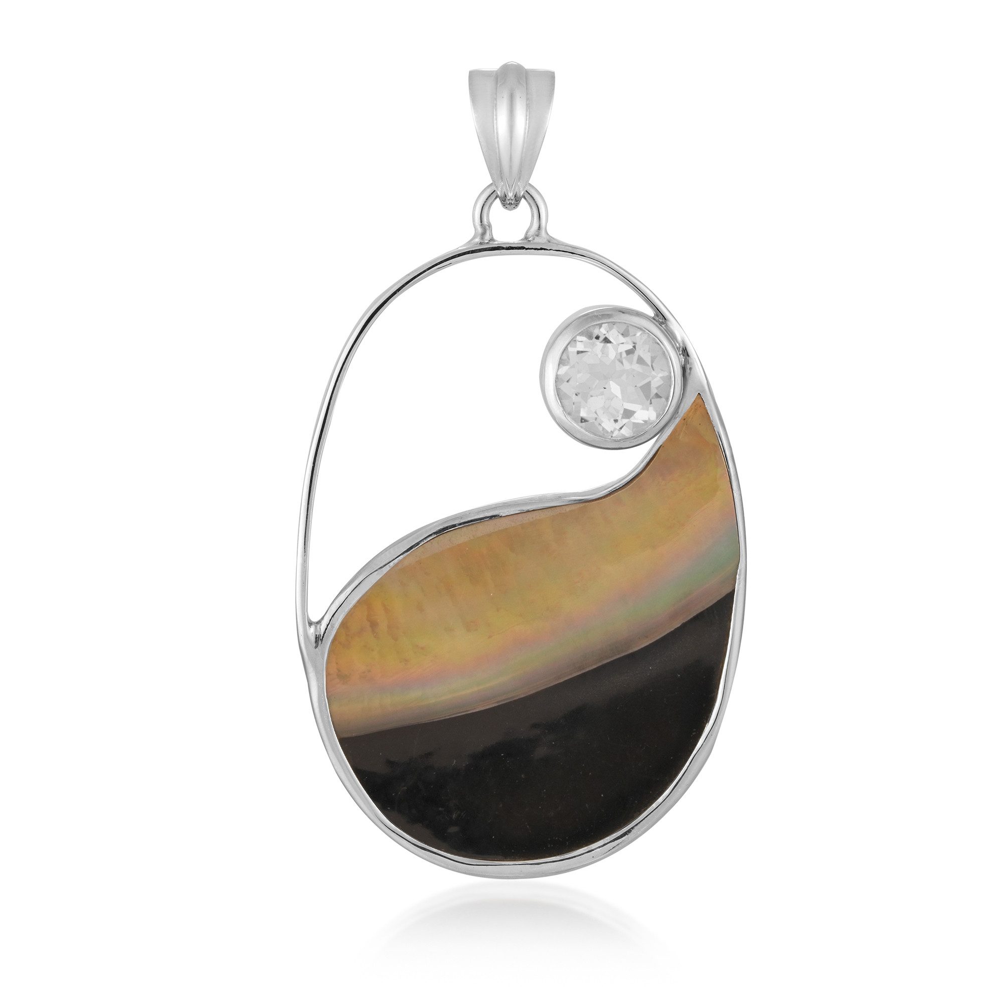 Cavill Kettenanhänger Cavill Silberanhänger Yin Yang 1,8 ct Weißer Topas Perlmutt (1-tlg)