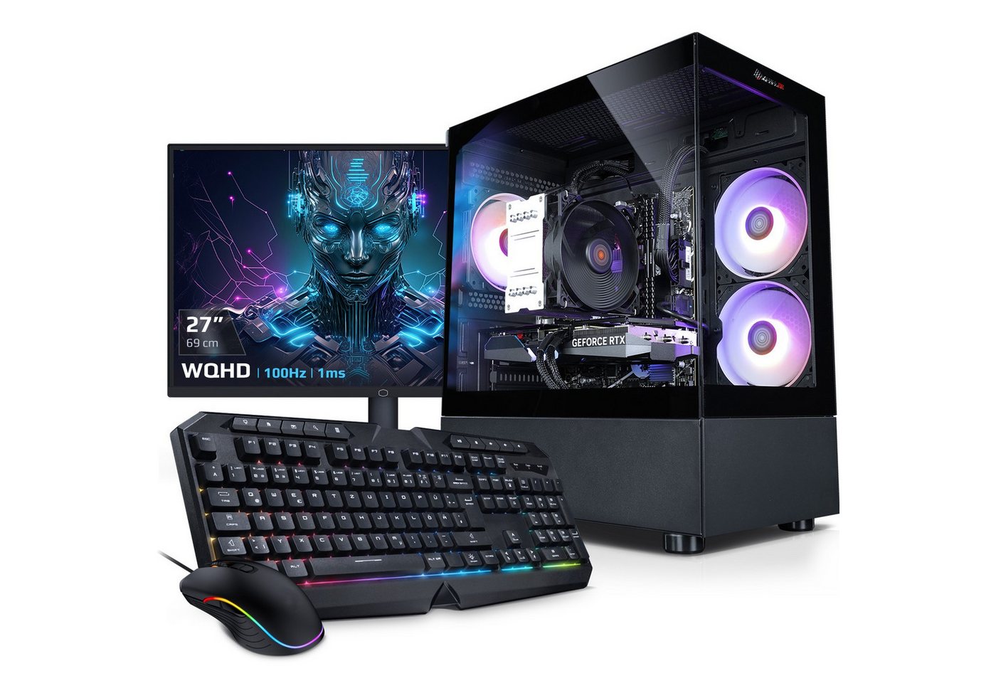Kiebel Invader XS V Gaming-PC-Komplettsystem (27", AMD Ryzen 7 AMD Ryzen 7 5700X, RTX 5060, 32 GB RAM, 2000 GB SSD, ARGB-Beleuchtung, WLAN)