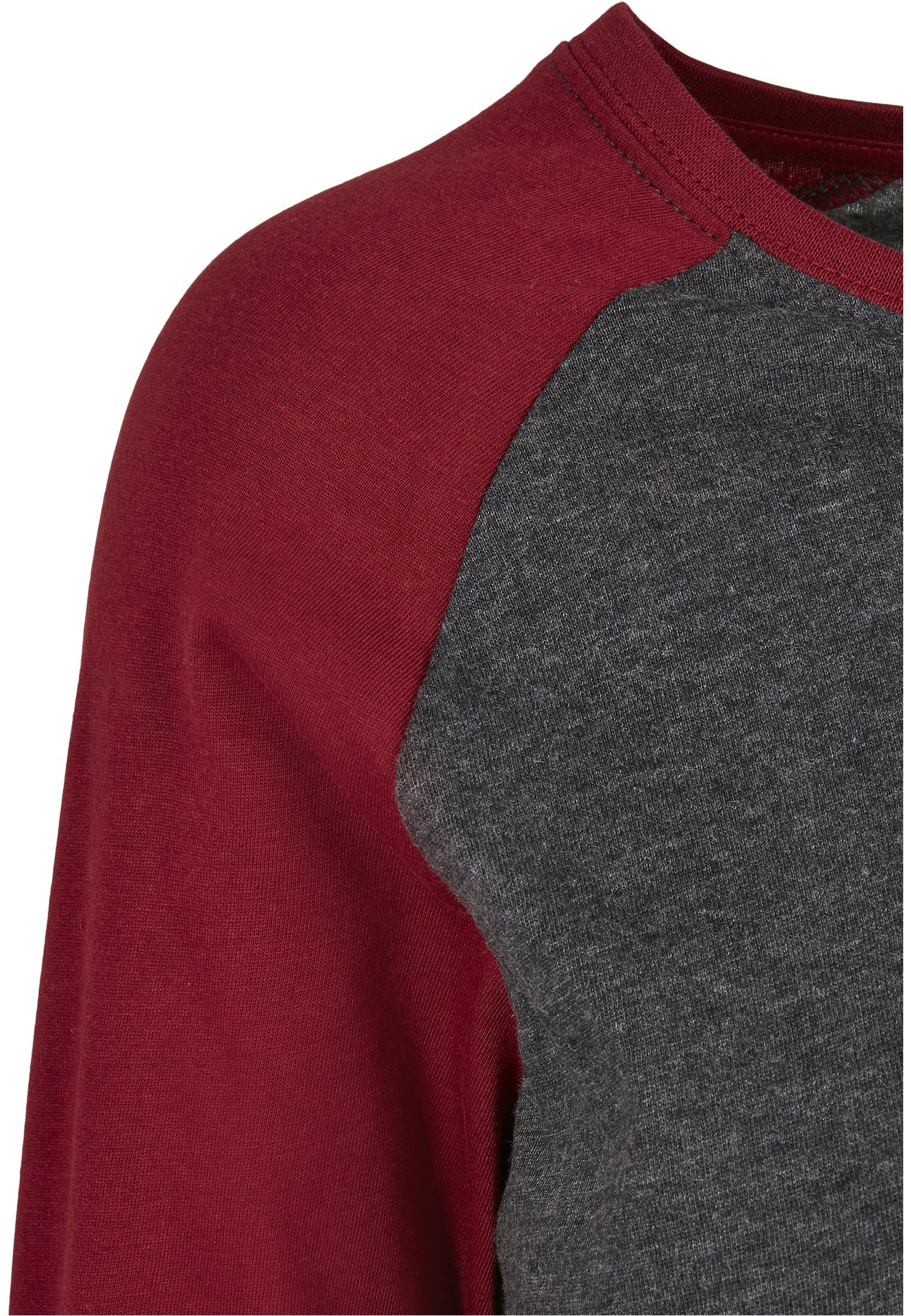 URBAN CLASSICS Langarmshirt Damen Raglan Contrast charcoal/burgundy (1-tlg) Ladies Longsleeve