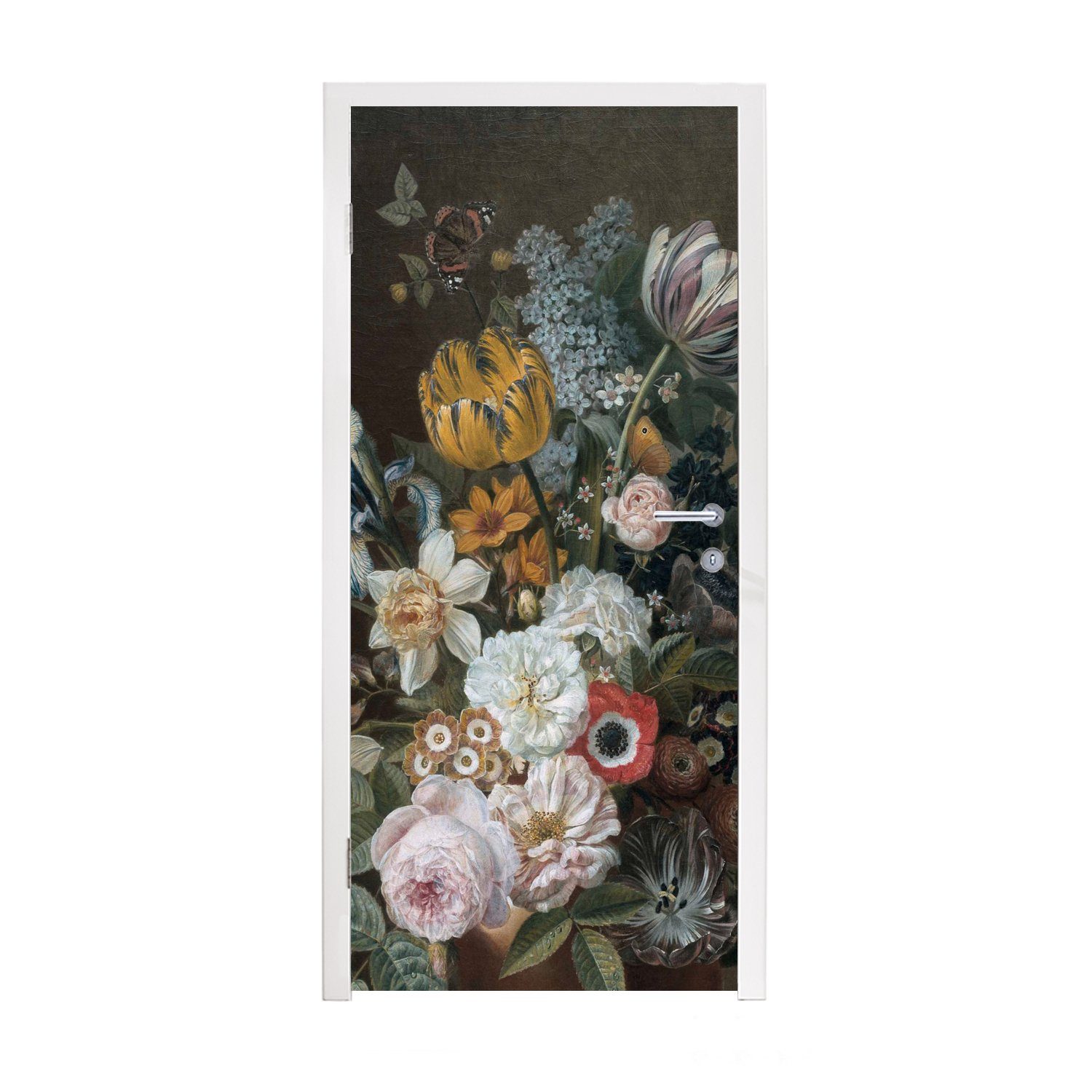 MuchoWow Türtapete Stilleben mit Blumen - Gemälde von Eelke Jelles Eelkema, Matt, bedruckt, (1 St), Fototapete für Tür, Türaufkleber, 75x205 cm