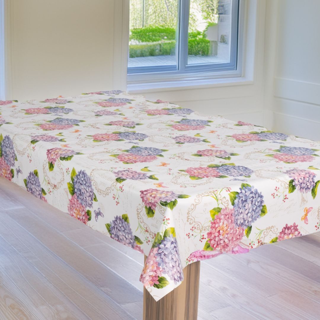 laro Tischdecke Wachstuch-Tischdecke Gartentischdecke Hortensien Lila Rosa – Bild 2 von 5
