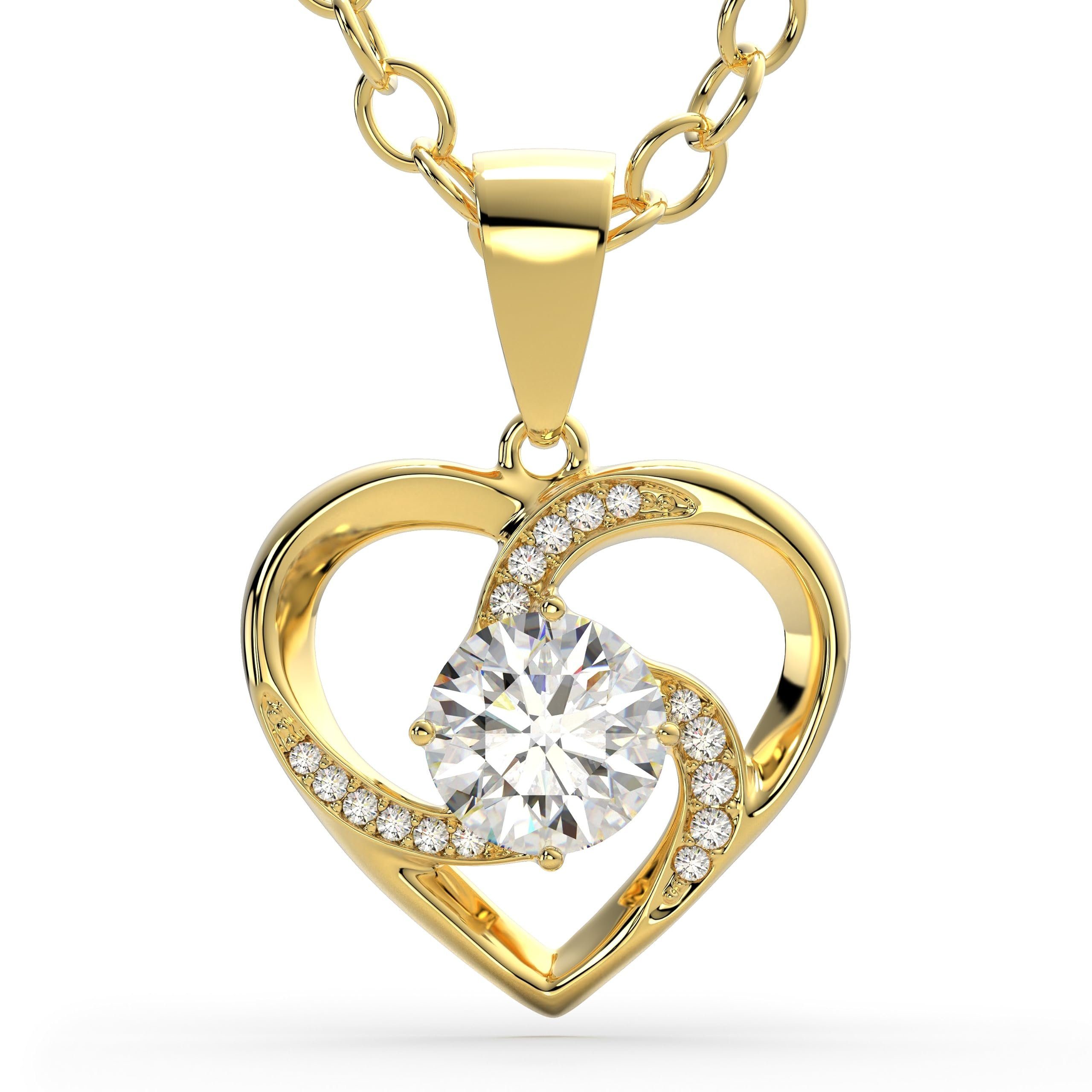 SERASAR Herzkette Halskette Damen 925 Silber, Halskette mit Anhänger, Kette Damen (Classic, elegant, casual, 1-tlg), Ladies emotion necklace in 925 Sterling Silver with 18k Gold Plating