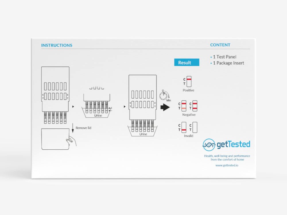 GetTested International AB Drogen-Schnelltest Drogen Schnelltest für 12 verschiedene Substanzen, 12 Messparameter, Testkit, Mehrfachtest, Schnelltest für Drogen, 1-tlg., Substanzen-Test für zu Hause, Heimtest, Selbsttest