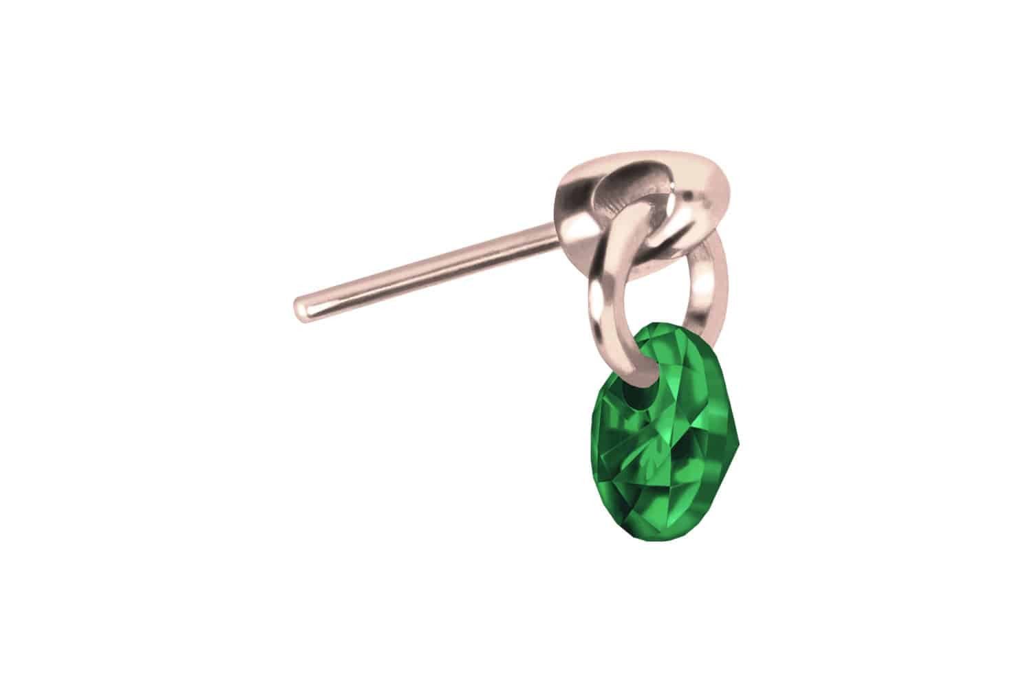 Piercing-Set Titan Aufsatz mit Push Pin RUNDER KRISTALL