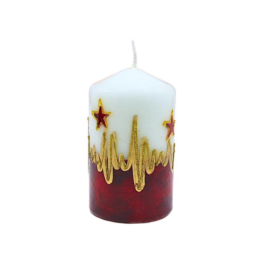 Stumpenkerze Edle Stumpenkerze, Tischkerze, Dekokerze, Wachskerze mit Weihnachtsmot
