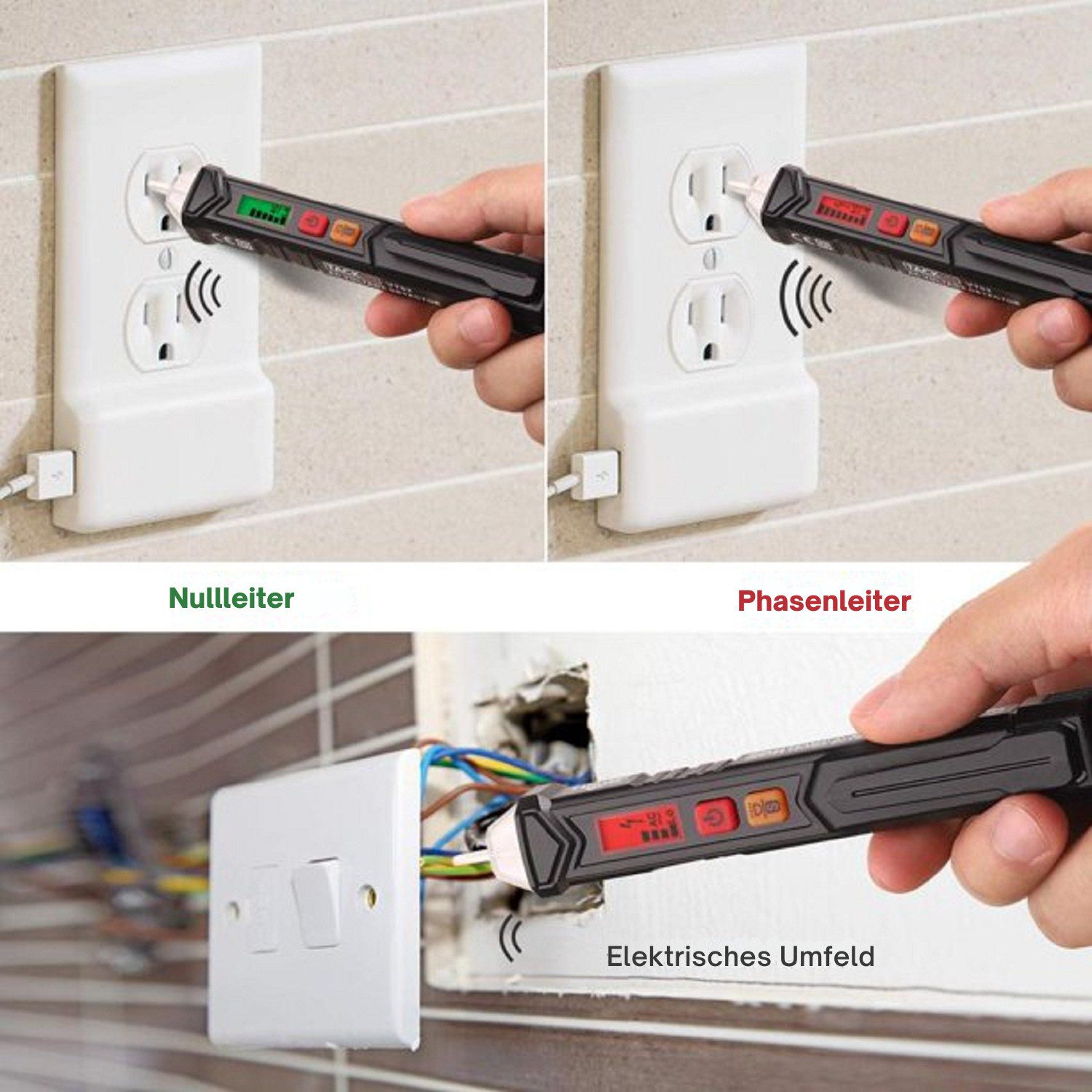 TACKLIFE Spannungsprüfer Berührungsloses Spannungsprüfgerät mit Display