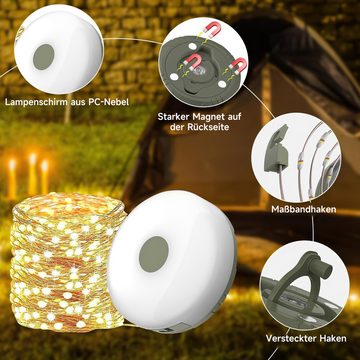 JOEAIS LED-Lichterkette Camping Lichterkette USB 2000mAh Wasserdichte IP67 Verstaubare 10m, 5 Helligkeit Dimmbar Aufrollbar Tragbare Lichterkette Outdoor