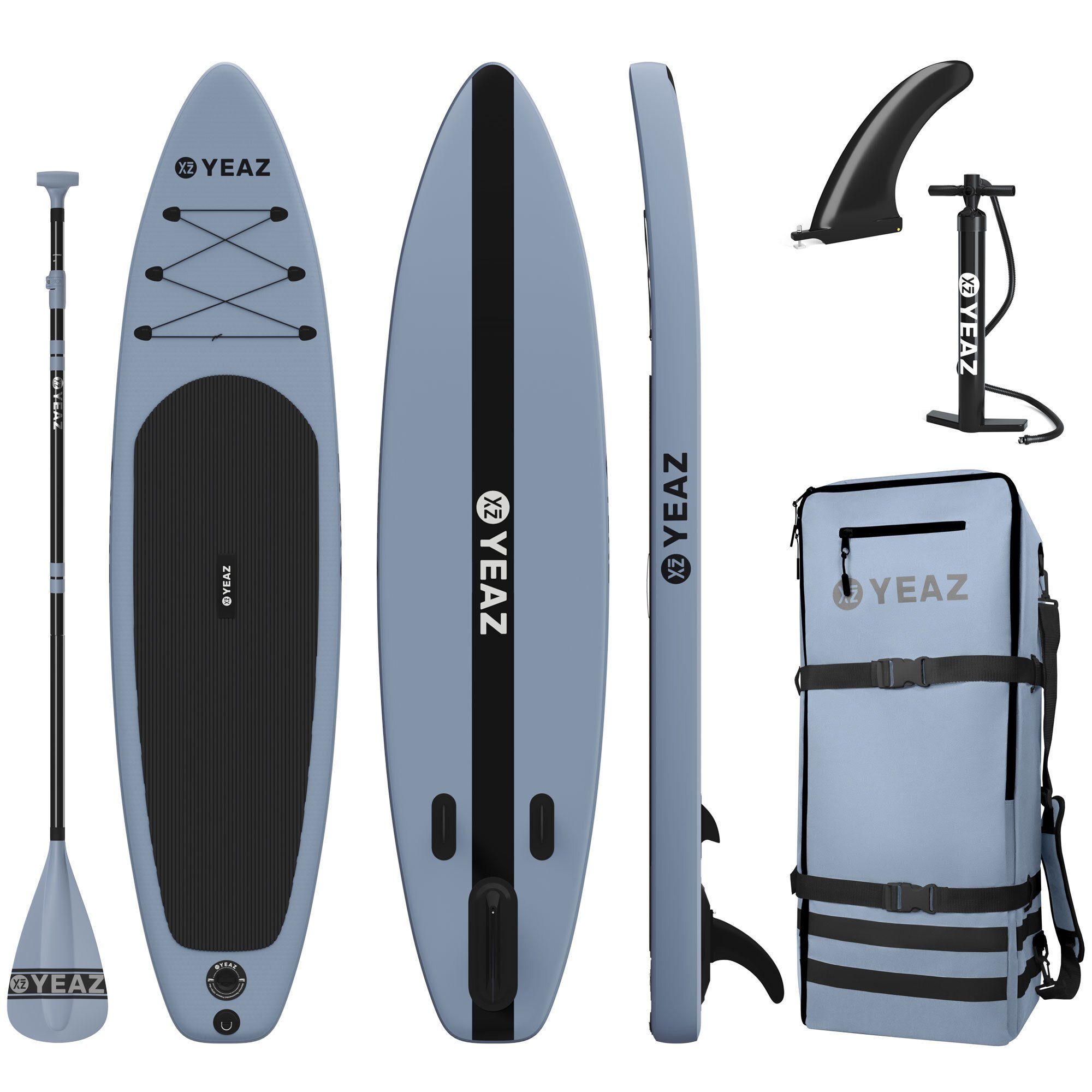 YEAZ Inflatable SUP-Board MARINA - EXOTRACE - SET sup board und kit, Inflatable SUP Board, (Set), inkl. Zubehör wie Paddel, Handpumpe und Rucksack