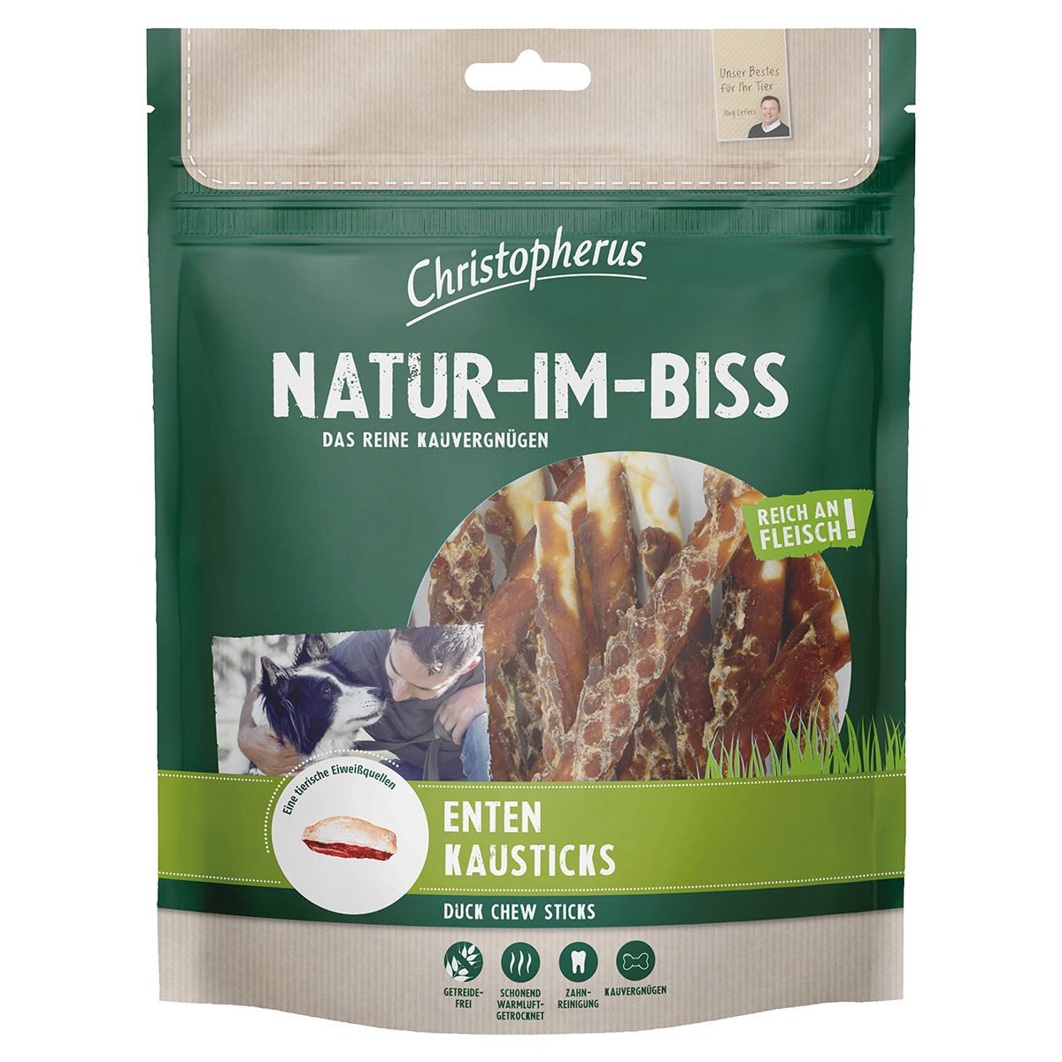 Christopherus Enten Kausticks 300 g - 5 Stück, für: Hund