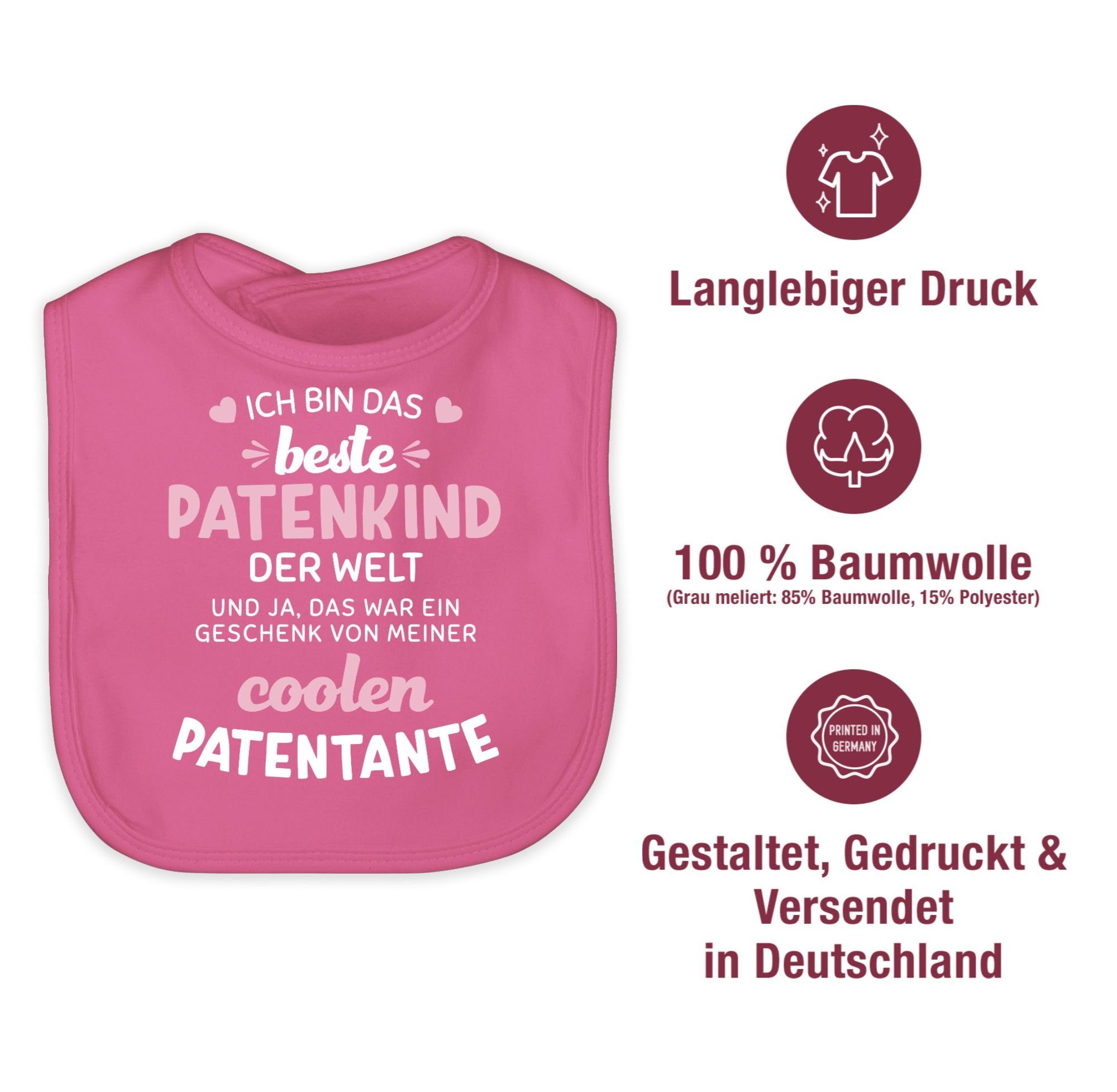 beste 2 Welt weiß/rosa, Baby Patenkind Patentante Lätzchen Shirtracer das der Pink Ich bin