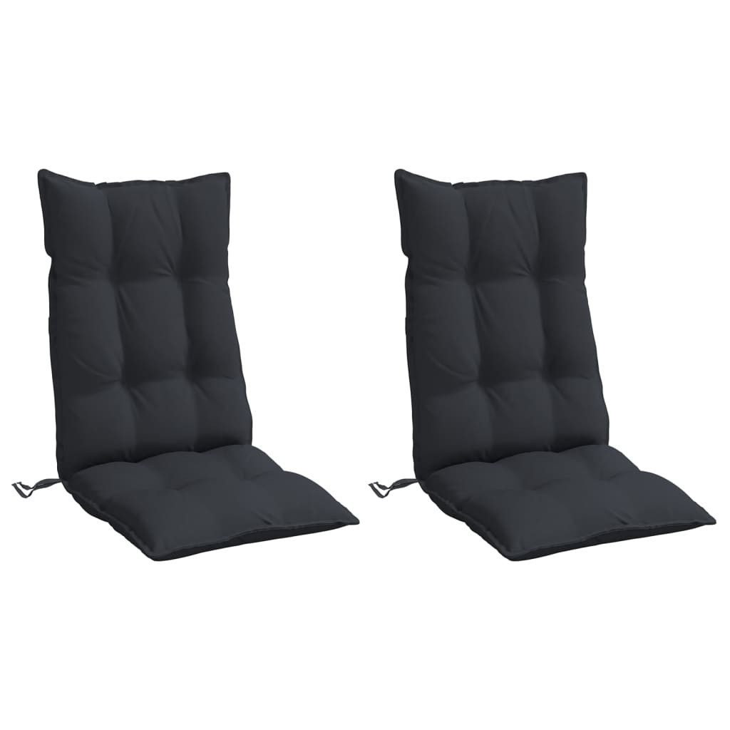 vidaXL Sitzauflage Hochlehner-Auflagen 2 Stk. Schwarz Oxford-Gewebe, (2 St)
