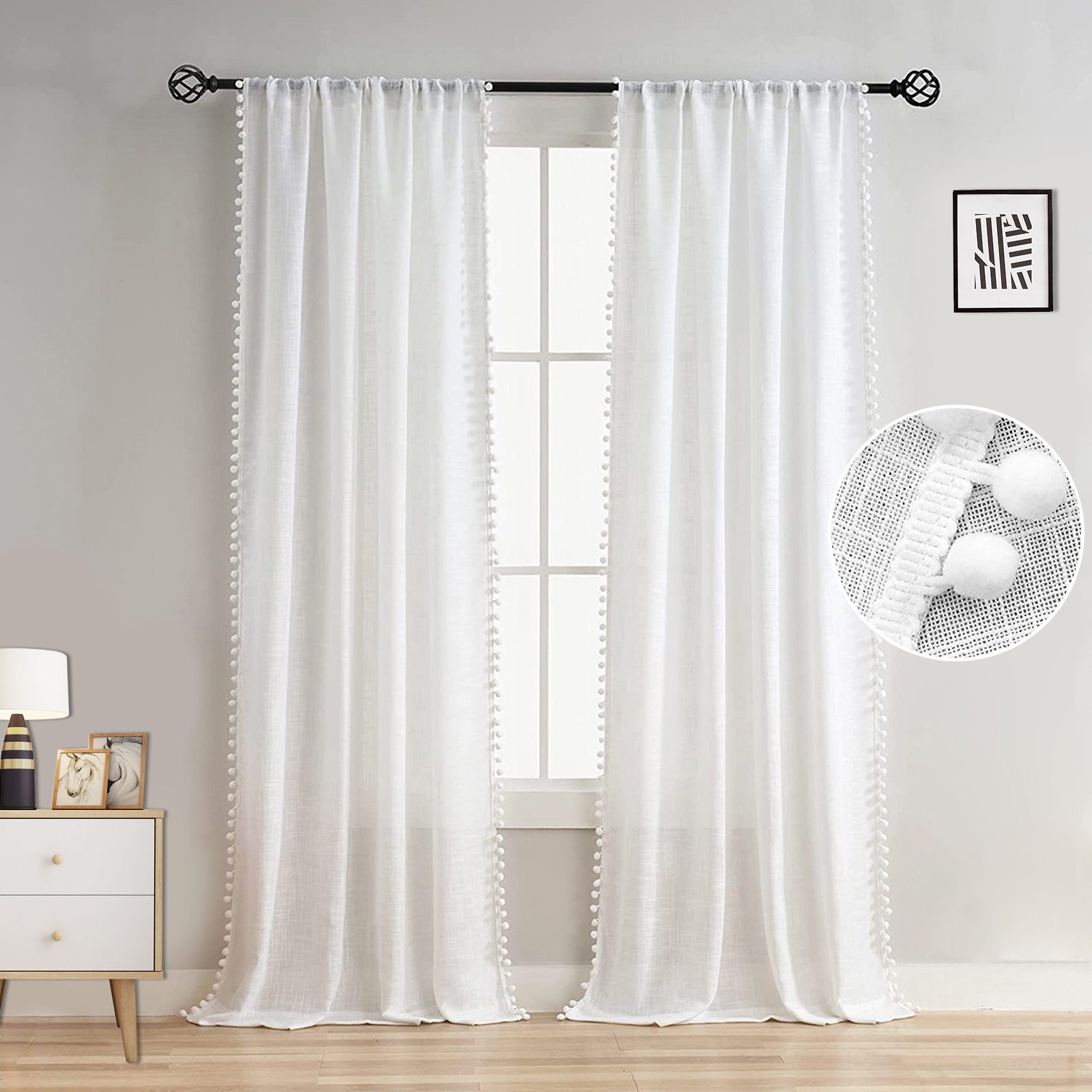 Jibenhome Scheibengardine Voile Gardinen mit Stangedurchzug,Bistrogardine, günstig online kaufen