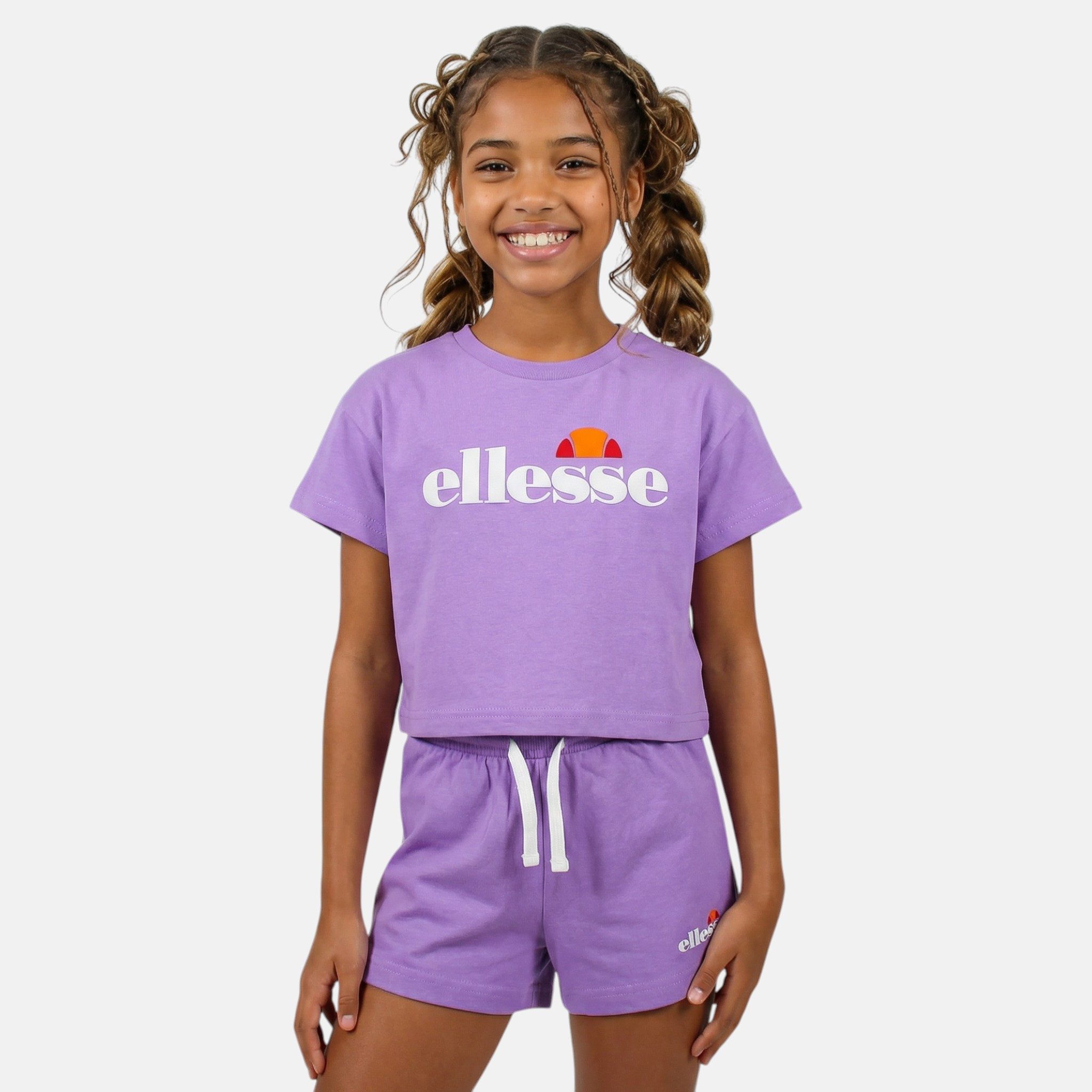 Ellesse Hose & Shorts ellesse Mädchen Sport-Set: 2 Crop-Shirts & Shorts, lila Gr. 128-164 (Set, 3Teile: Shorts+2Shirts) – Bild 3 von 5