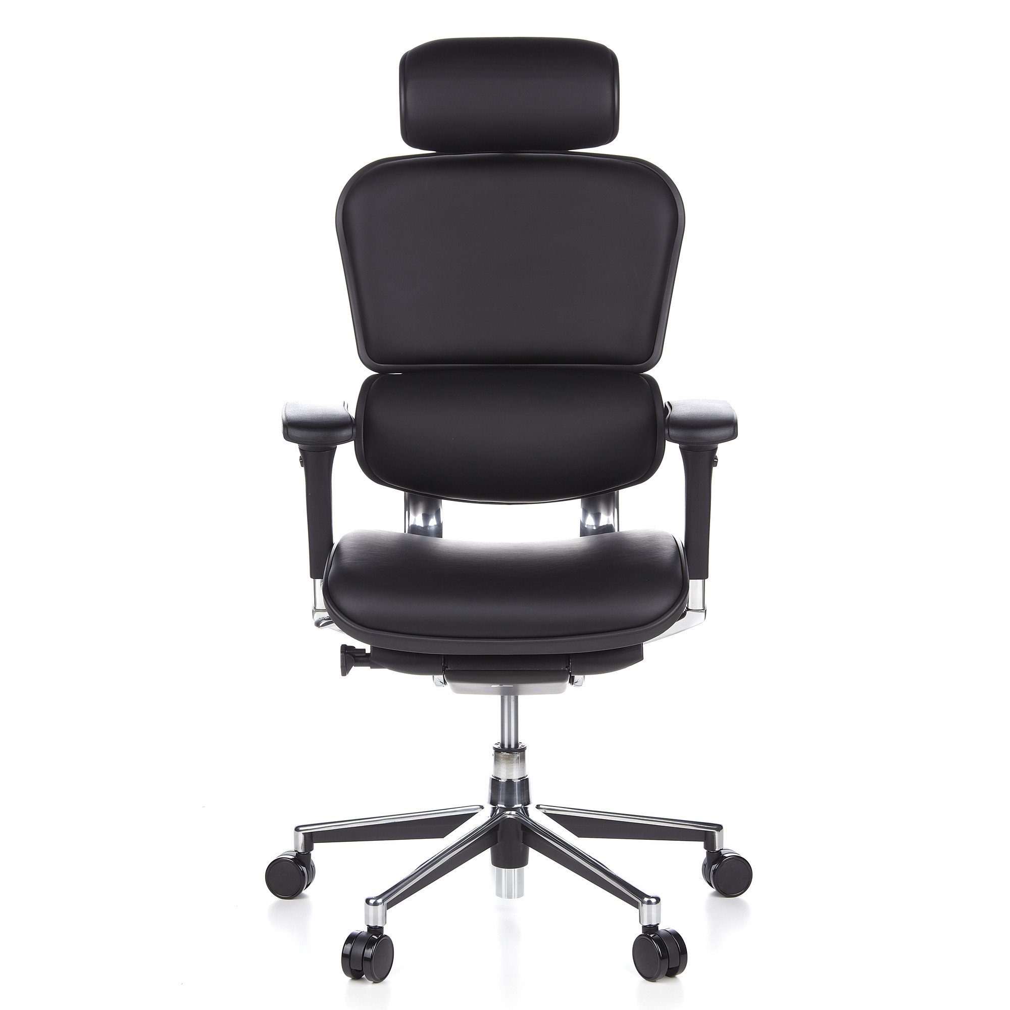 hjh OFFICE Drehstuhl Luxus ERGOHUMAN (1 Schwarz St), ergonomisch Bürostuhl Chefsessel Leder