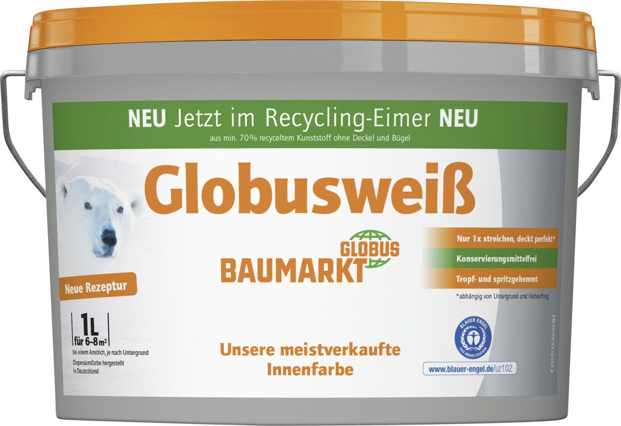 Globus Baumarkt Wandfarbe Globusweiß Wandfarbe weiß matt 1 L